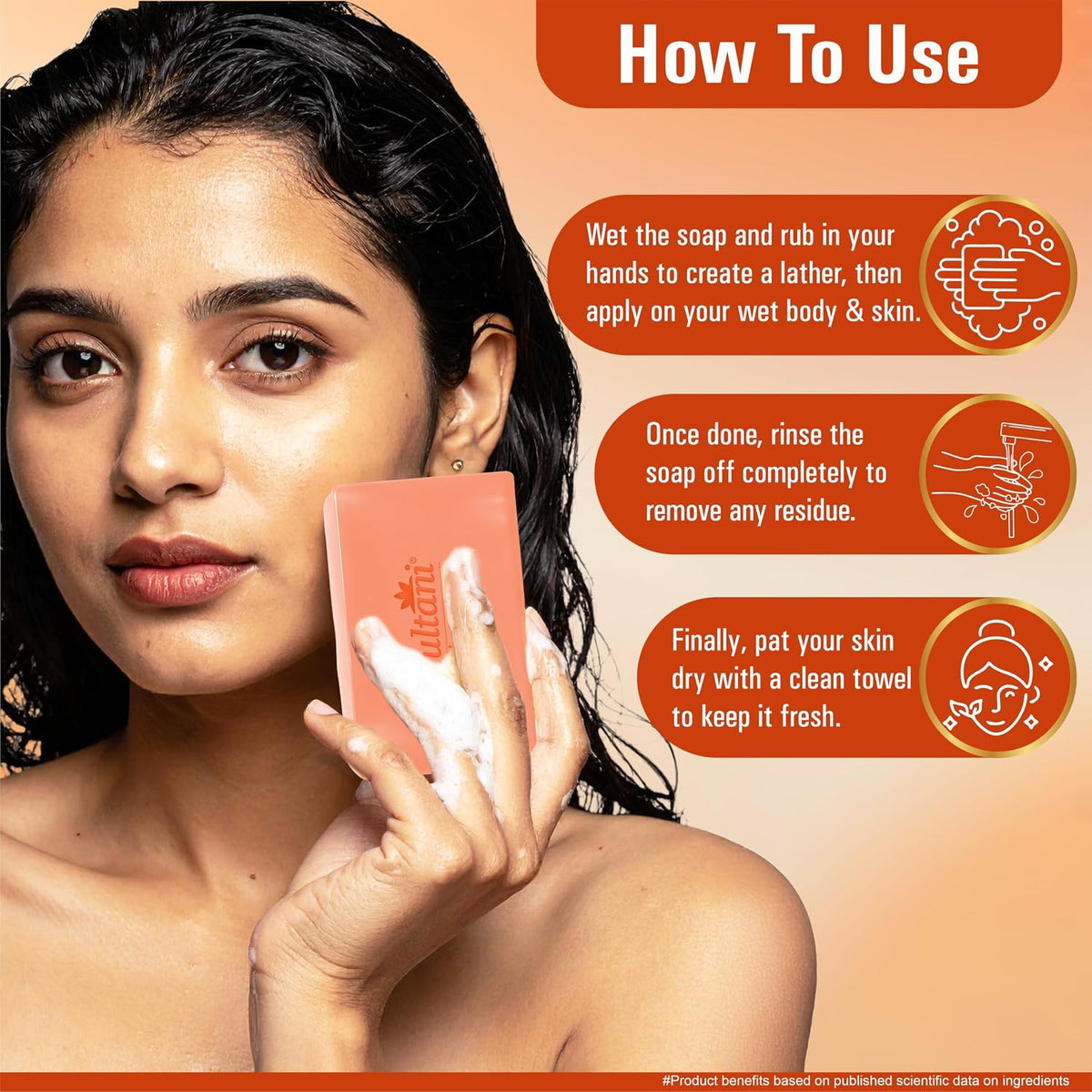Multani Natural Orange Lemongrass & Rose Water Soap For Bath (125 Gm - Pack of 6) | Helps In Reducing Acne & Oil Control | Helps Revive Dull Skin & Refreshes Sk
