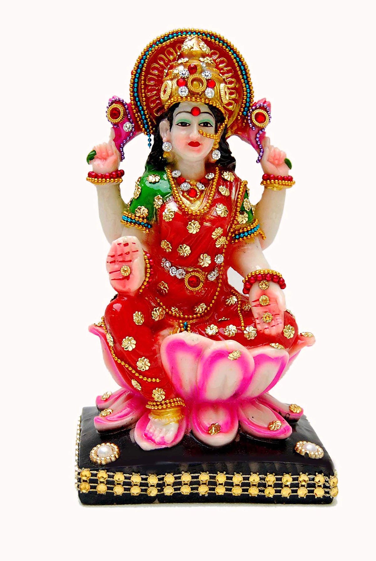 Goddess Lakshmi Idol for Home Décor Maa Laxmi Murti Sitting on Lotus for Pooja Mandir Home Temple Idol for Diwali Lakshmi Puja Festive Gifting Housewarming Retu