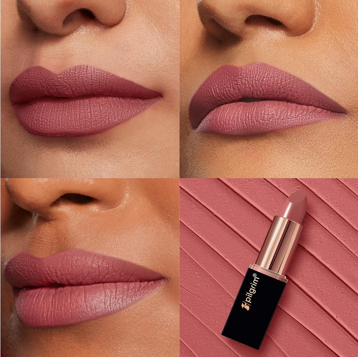 Pilgrim Matte Me Up Bullet Lipstick 4.2g | Creamy, Lightweight, Bold, Non Drying | SPF 30 | Enriched With Hyaluronic Acid & Spanish Squalane | Lipstick for dusk