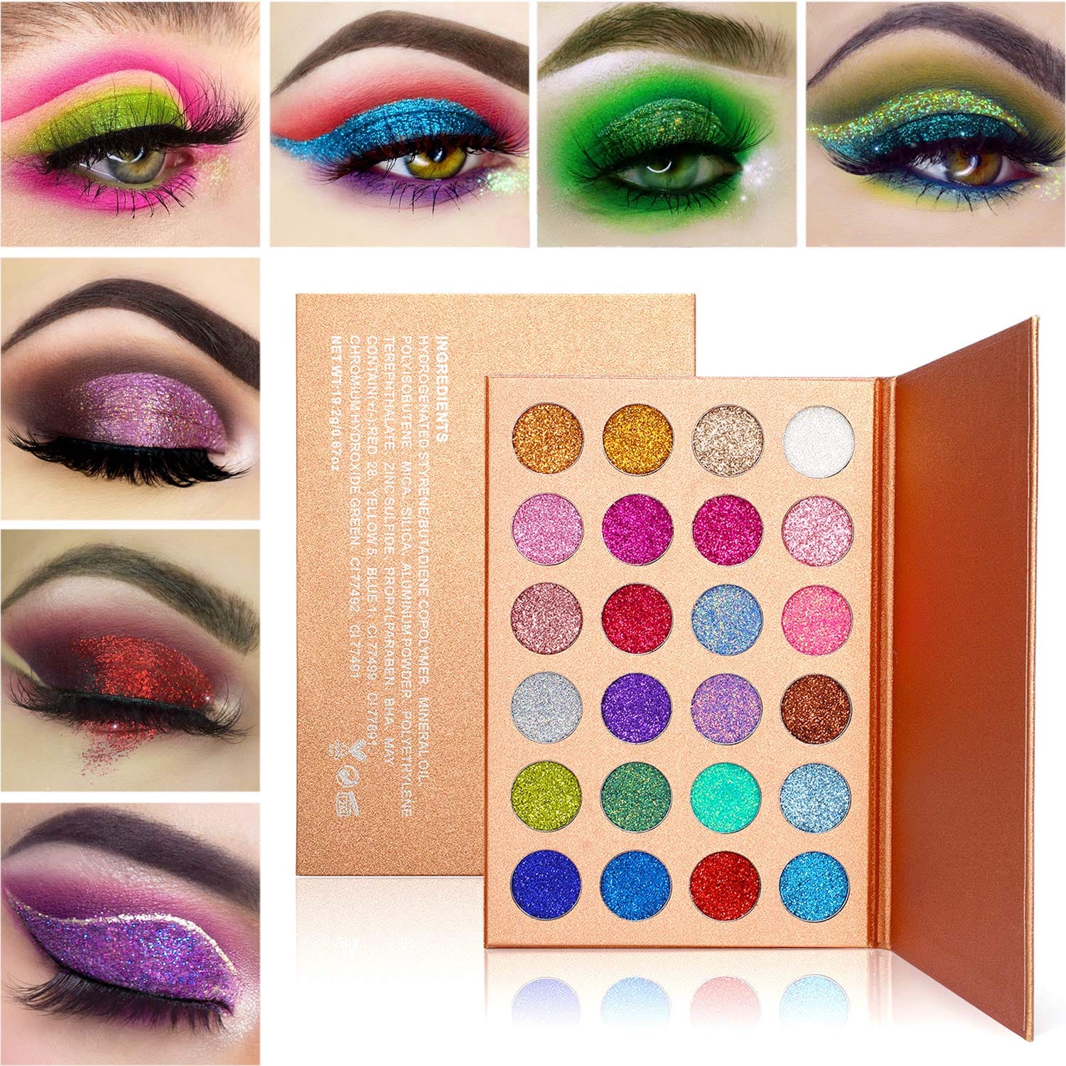 Delanci - Pressed Chunky Glitter Eyeshadow Palette 24 Color