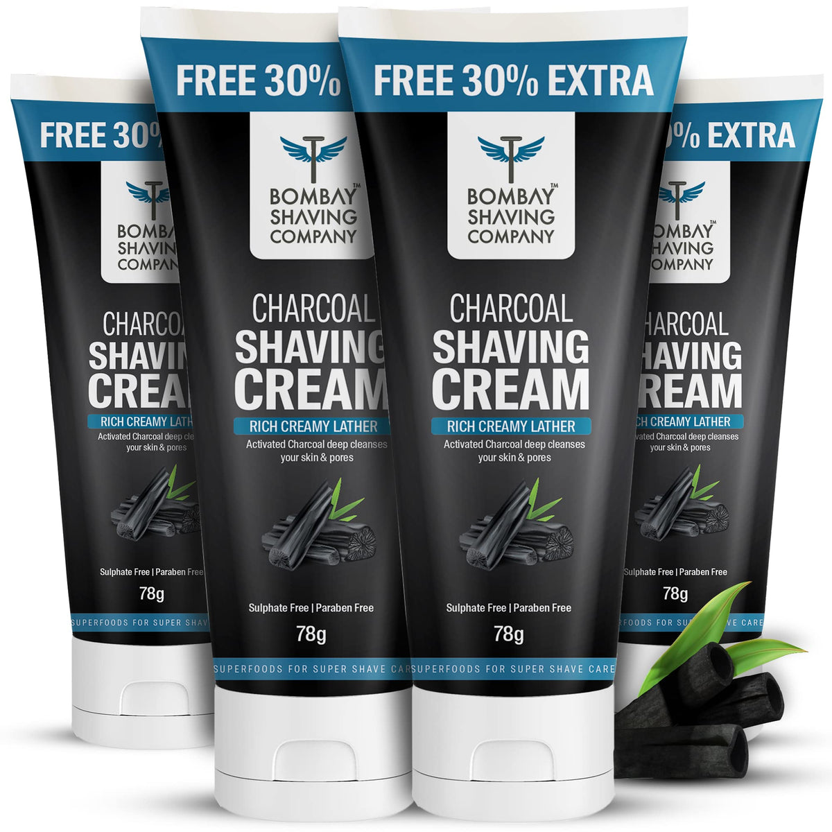 BOMBAY SHAVING COMPANY Charcoal Shaving Cream with Rich Creamy Lather (312 g)