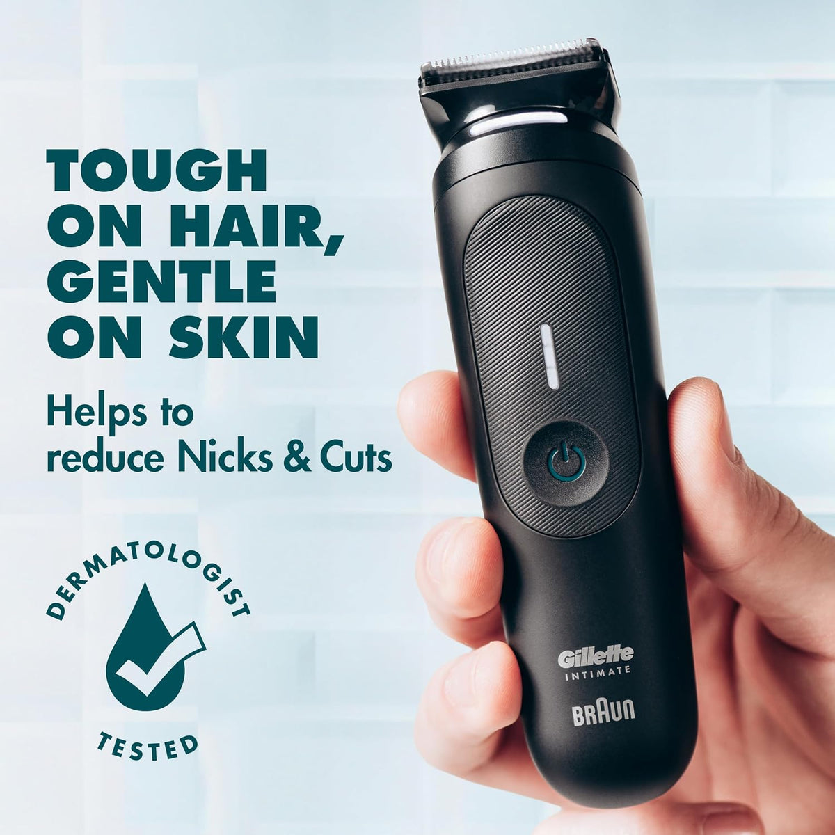 Gillette i7 Intimate Men’s Premium Pubic Hair Trimmer, Holiday Gifts for Men, Waterproof LED Body Hair Trimmer for Men, Manscaping Body Groomer