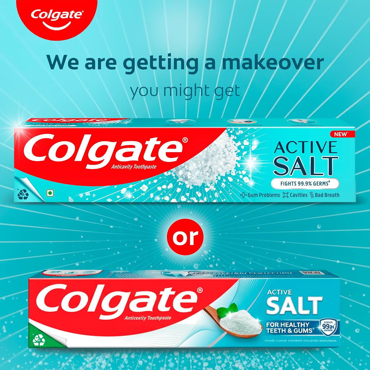 Colgate Active Salt Toothpaste, Germ Fighting Toothpaste for Healthy Gums and Teeth, Tooth Decay Prevention, Gum Protection, Eliminates Bad Breath, Plaque Remov
