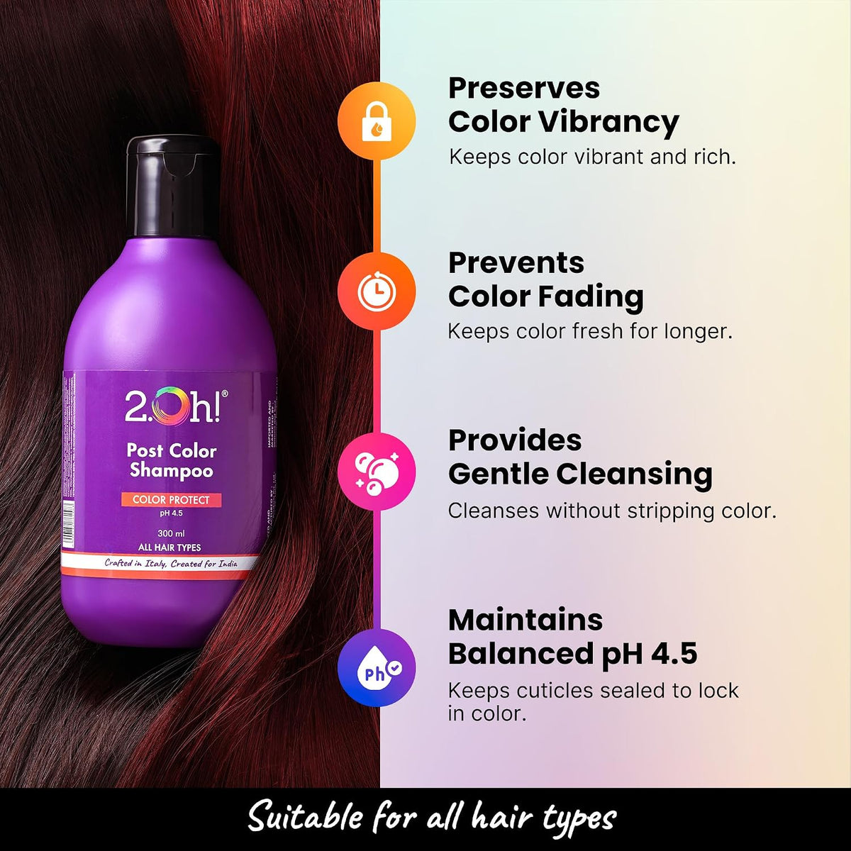 2.Oh! Italian Color Protect Shampoo | Prevents Fading in Colour Treated Hair | Color Protect Complex Repairs Damage in Dry Frizzy Coloured Hair | Anti Frizz Col