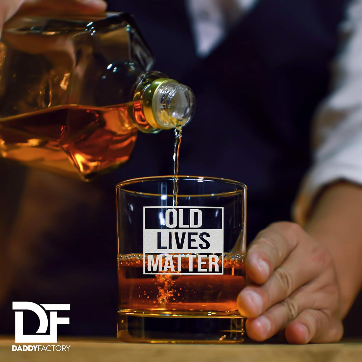 Old Lives Matter Whiskey Glass Cup - Funny Birthday Gift For Dad, Grandpa, Old Man - Gag Gift, 10.25 oz Laser Engraved Lowball Rocks Glass Retirement Gift Old F