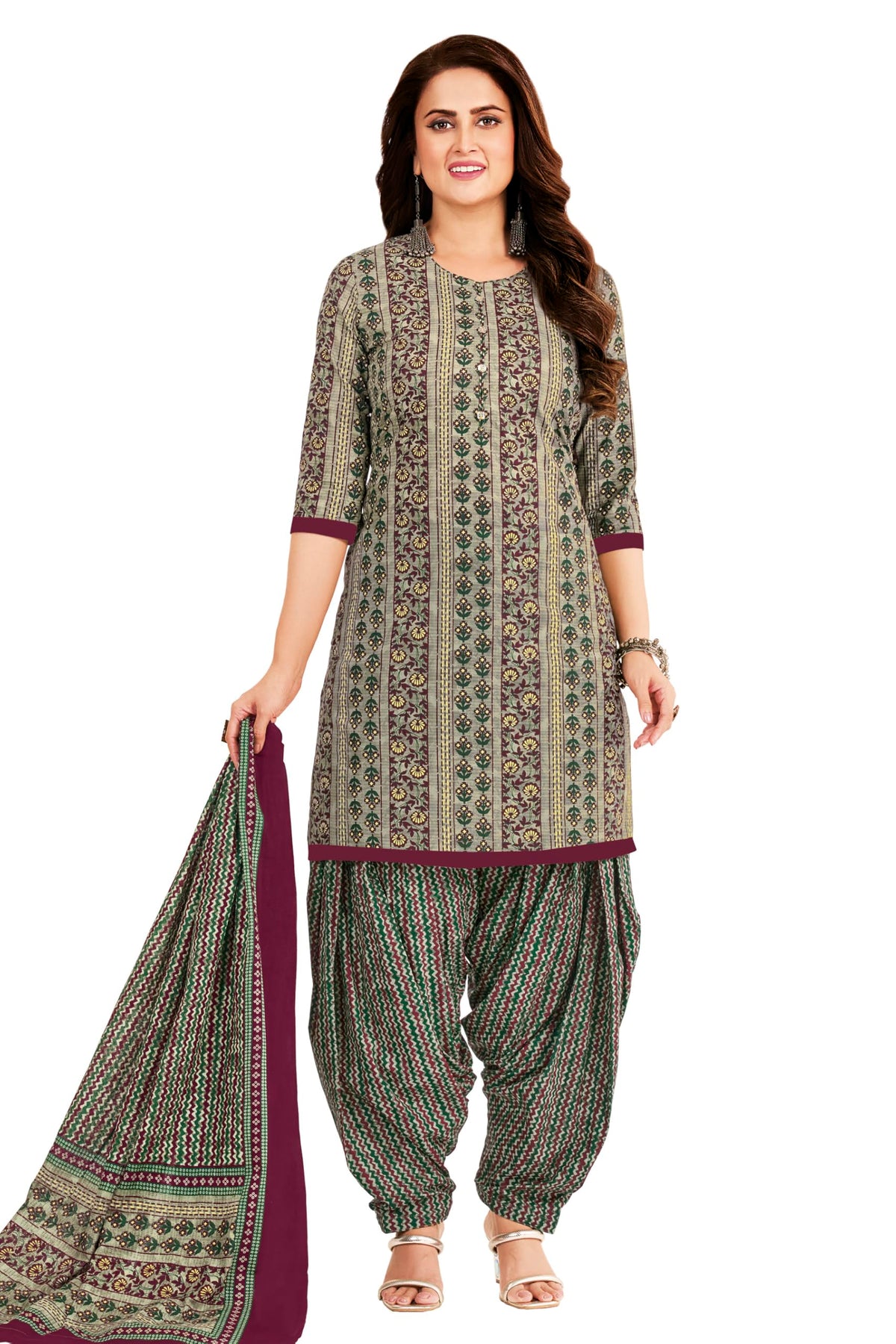 Miraan Cotton Printed Readymade Salwar Suit For Women (MIRAANSANRAN2177)