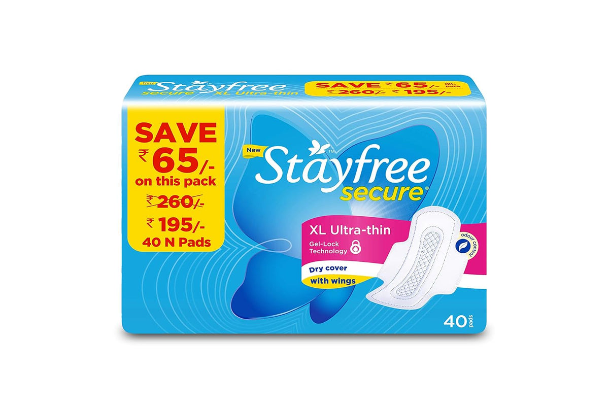 Stayfree Secure XL Ultra Thin Sanitary napkins (40 Count) & Stayfree Advanced XL All Night Sanitary napkins (28 Count)