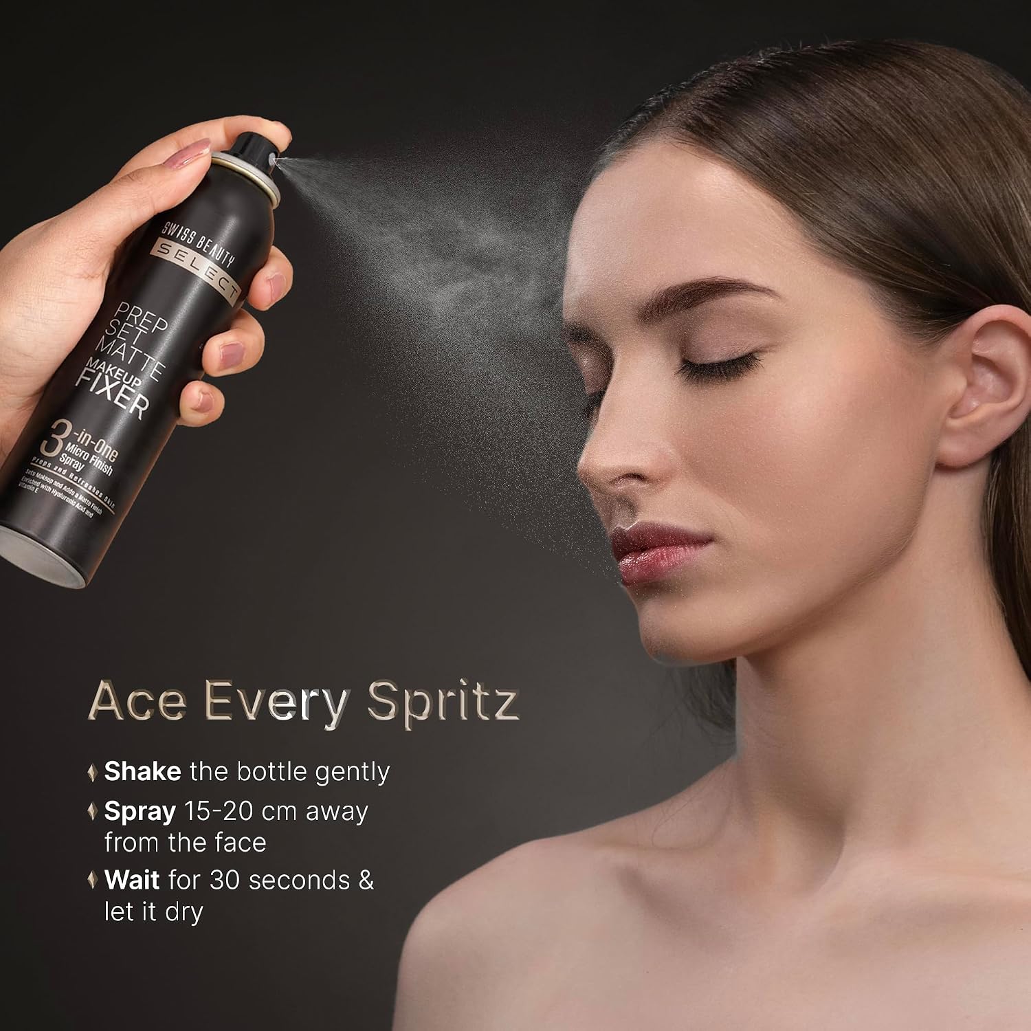 Swiss Beauty Prep Set Matte Makeup Fixer | Natural Matte Finish | With Vitamin E and Hyaluronic Acid | Long Lasting | 3-in-1 micro-fine spray | 120ml