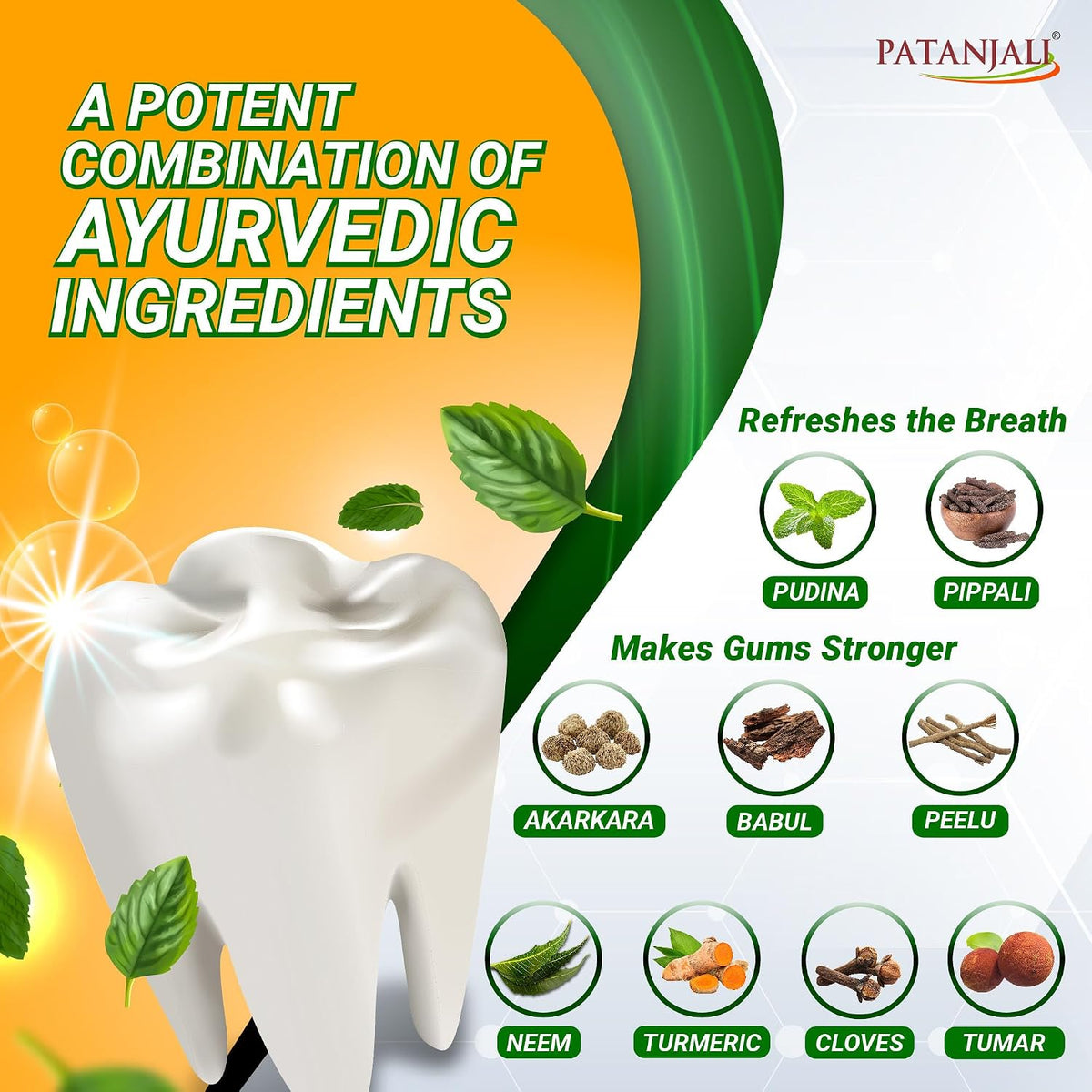 Patanjali Dant Kanti Natural Toothpaste 600g (200gx3), Super Saver Value Pack, Strengthens Teeth, Tightens Gums & Promotes a Cavity-Free, Healthy Smile (Pack of