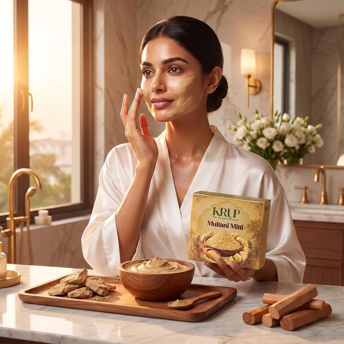 KRUP Multani Mitti Powder 200g | Pure Fuller’s Earth Face Pack for Oily Skin | Natural Clay Face Mask for Deep Cleansing, Oil Control & Fresh Looking Skin | Her