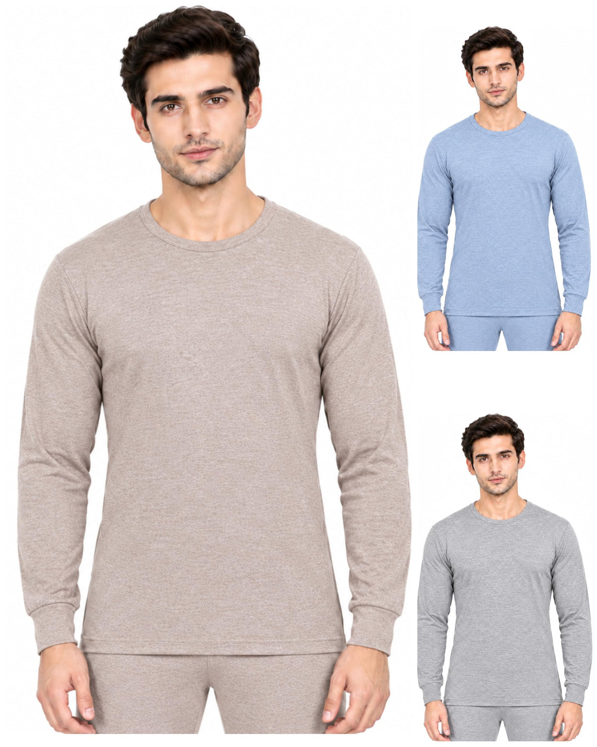 Men's Thermal Top Pack of 3 | Round Neck Full Sleeve Thermal Innerwear for Men | Warm, Soft & Comfortable Winter Wear | Regular Fit (Size-S) 34