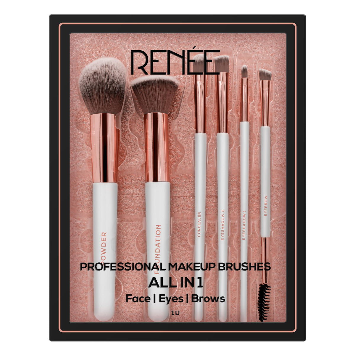 RENEE All In 1 Professional Makeup Brush Set of 6, Premium Easy To Hold & Precise Application For Face, Eyes & Brows | Cruelty Free & Uniquely Designed Super So
