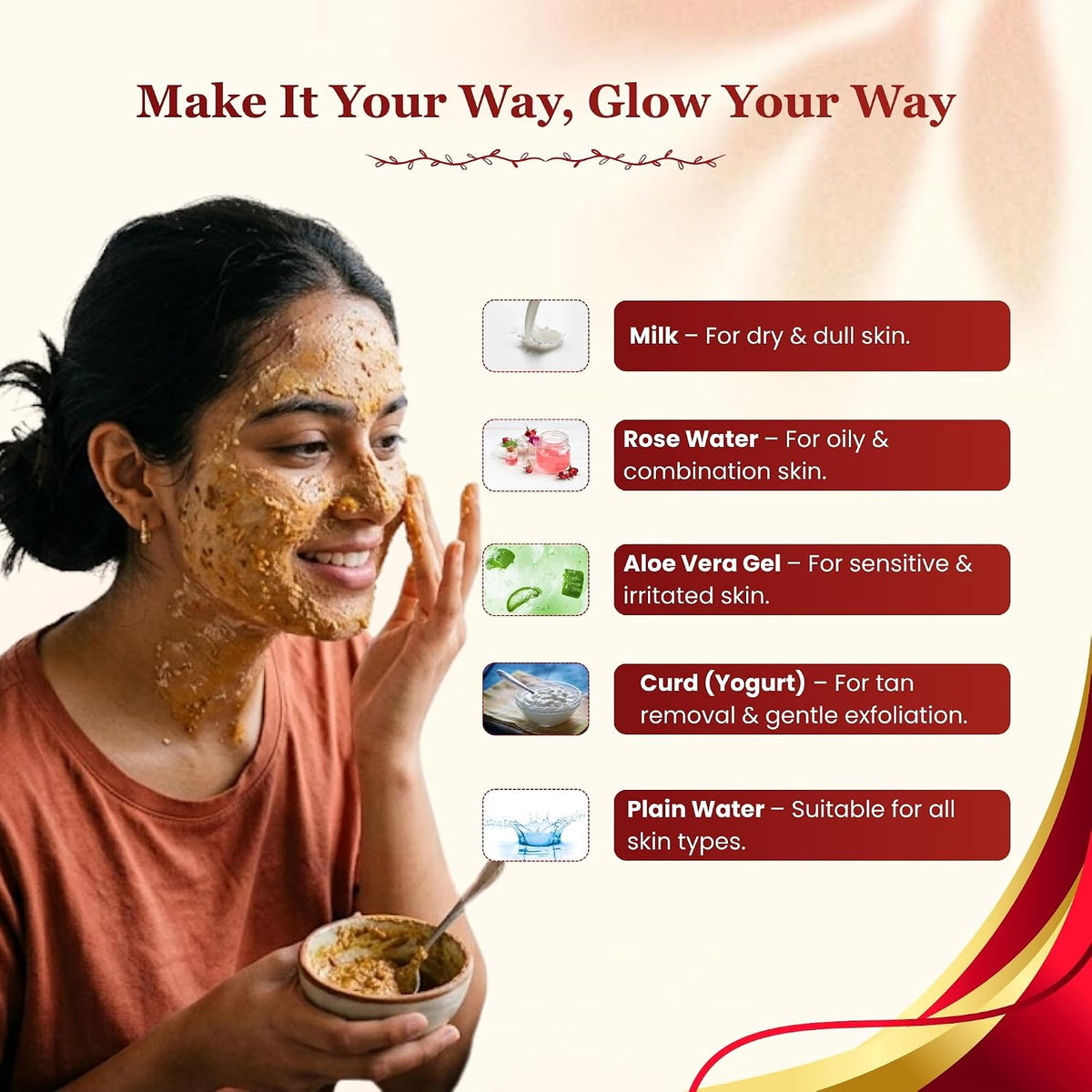 Havintha Natural Face Pack for Healthy and Glowing Skin Combo Pack of Multani Mitti, Sandal Wood, Orange Peel, Rose Petal, Amba Haldi Powder (Each 50gm)