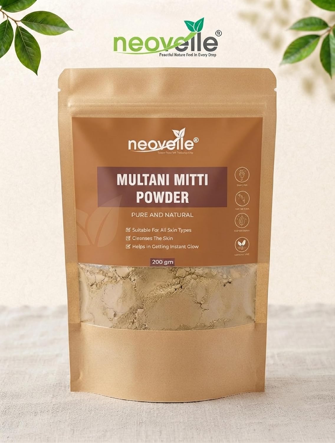 100% Natural Multani Mitti powder for Exfoliating, Soothing, Nourishing, Skin and Hair Fuller's Earth, Bentonite Clay | 200gm - PACK OF 5 200 g (Pack of 5)