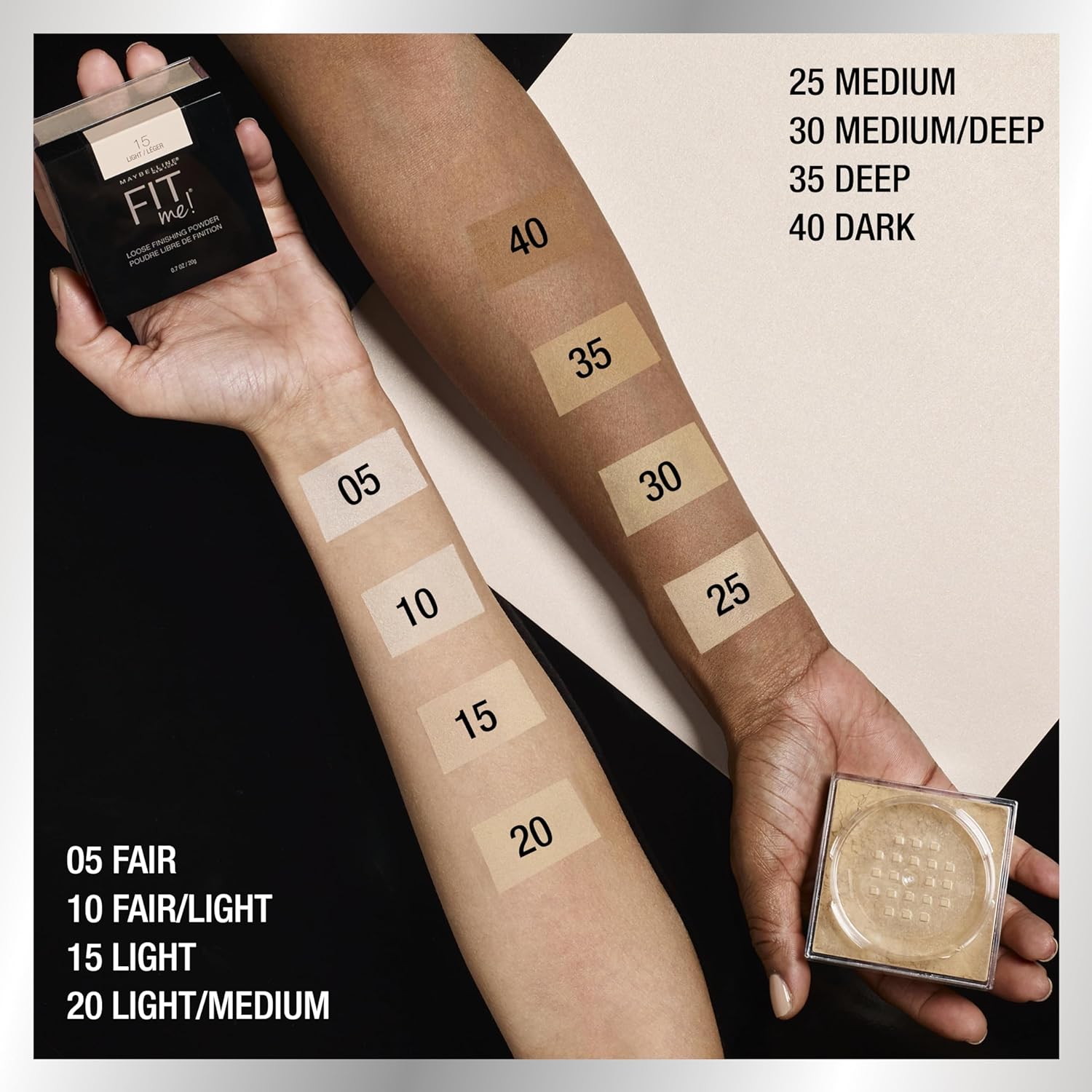 Maybelline New York Fit Me Loose Finish Powder, Silky and Lightweight, Natural-looking skin, Quick blendable skin-friendly flawless makeup Loose Powder - 20 Light Medium|20 grams