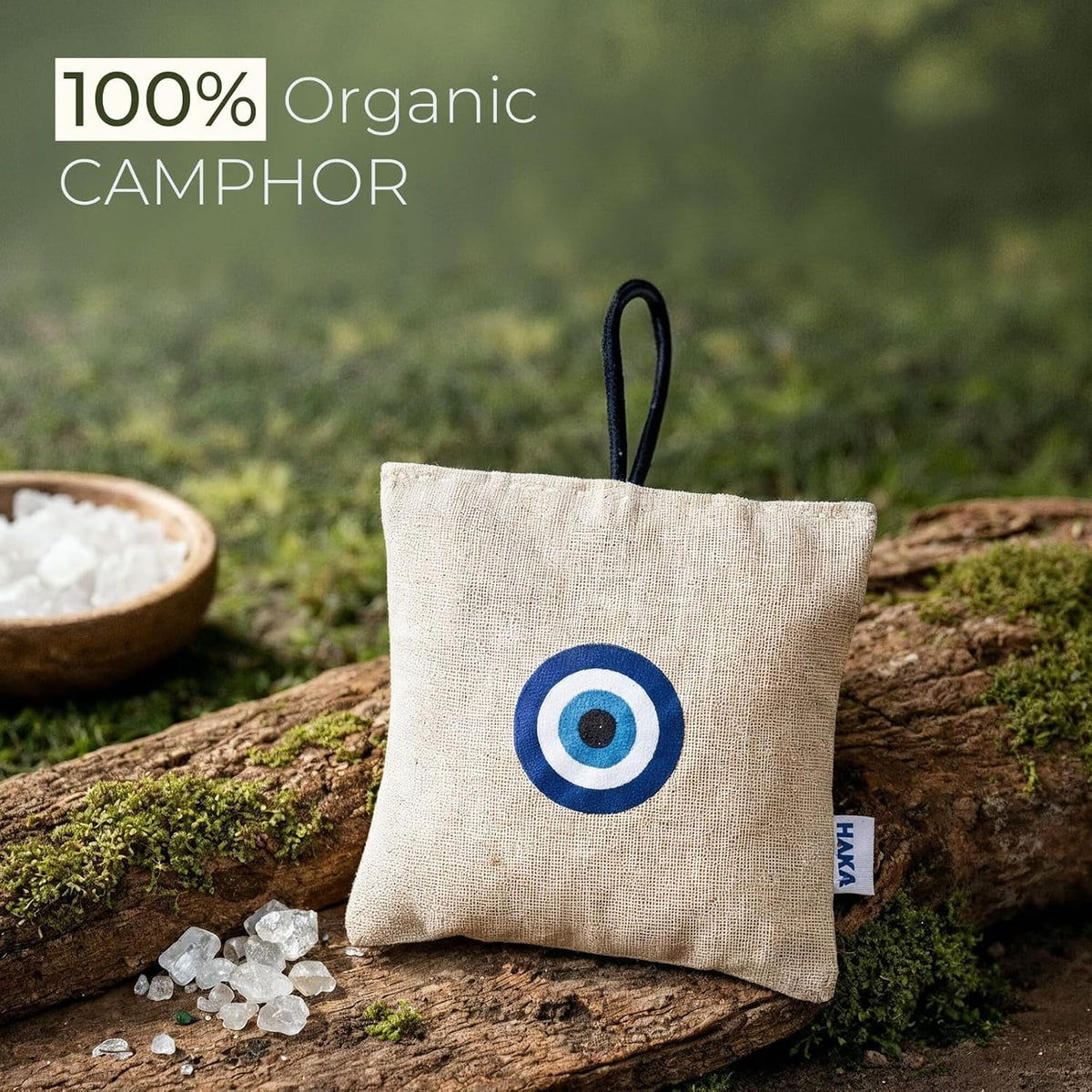 Haka Camphor Pouch Pack of 3 | 100% Pure, Natural, Chemical Free Air Freshener for Car, Wardrobe, Bathroom & Room | Eco-Friendly Camphor Cones for Cars/Car Fres