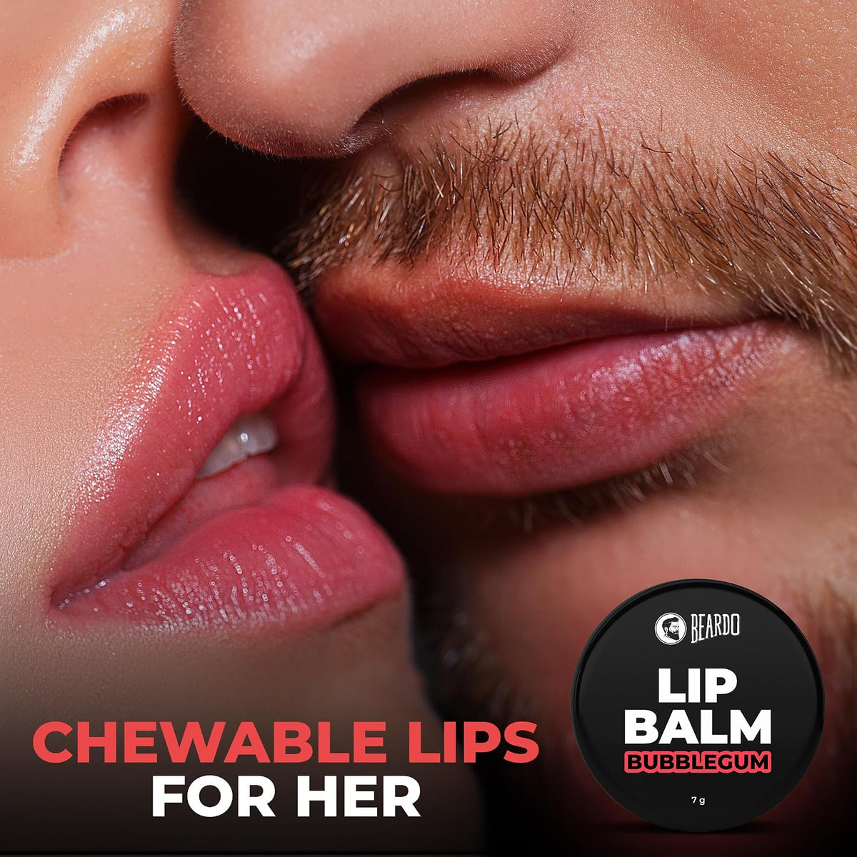 Beardo Bubblegum Non Tinted Lip Balm for Men, 7g | Lip Care For Soft Kissable Lips | Lip Mask For Dry, Cracked and Chapped lips | Repair & Protection Bubble Gum