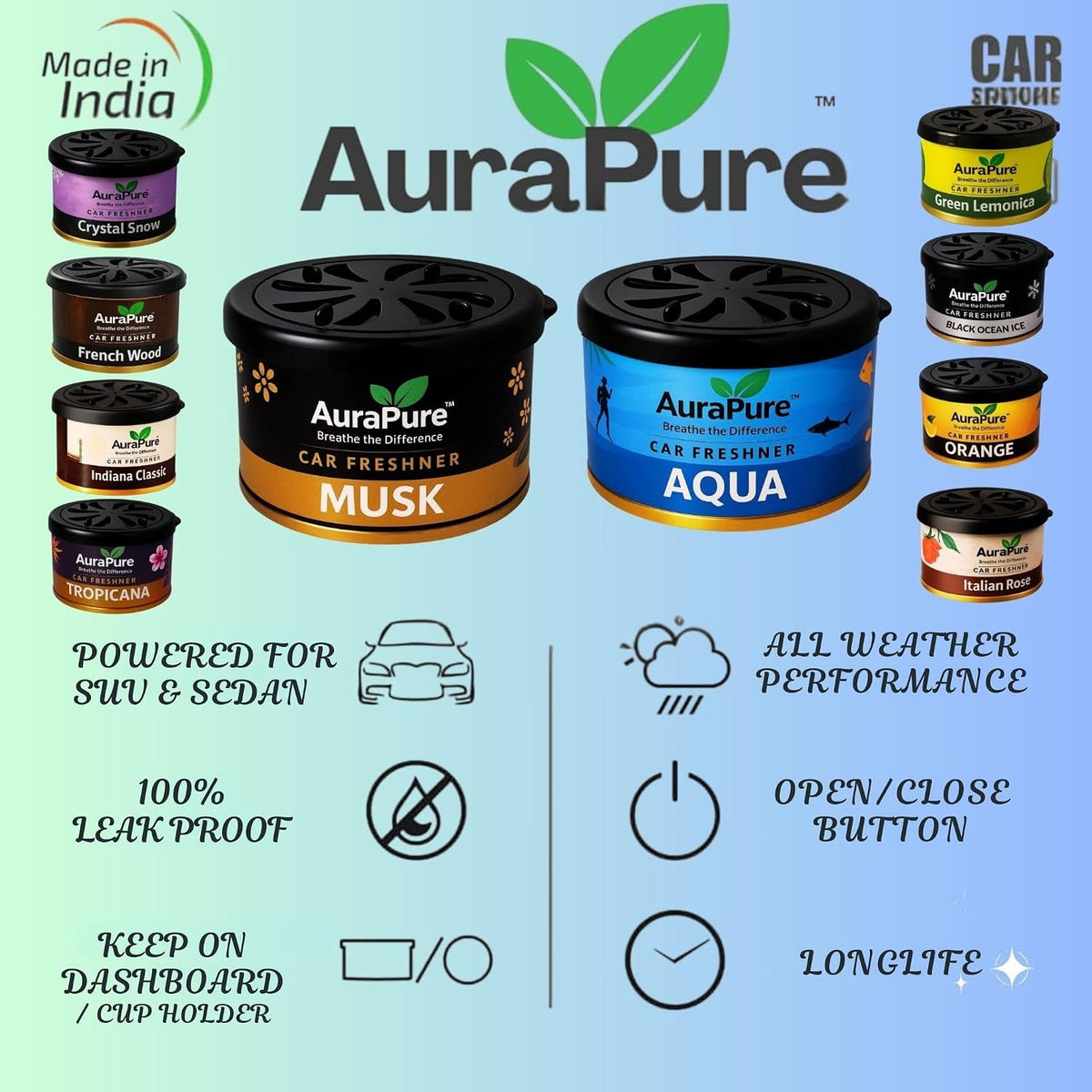 Musk Car Air Freshener Gel | Premium Long Lasting Gel Air Freshener for Car Dashboard, AC Vent & Interior | Rich Musk Fragrance Odor Eliminator | Spill-Proof Ca