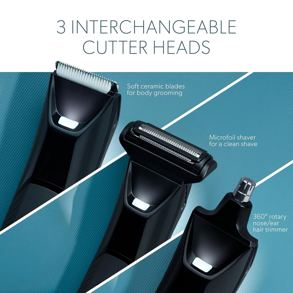 Zlade Ballistic Neo All in One Trimmer for Men, Beard, Balls, Pubic Hair & Private Parts | 3 Heads, Beard & Body + Nose & Ear + Face & Body Shaver | Waterproof,