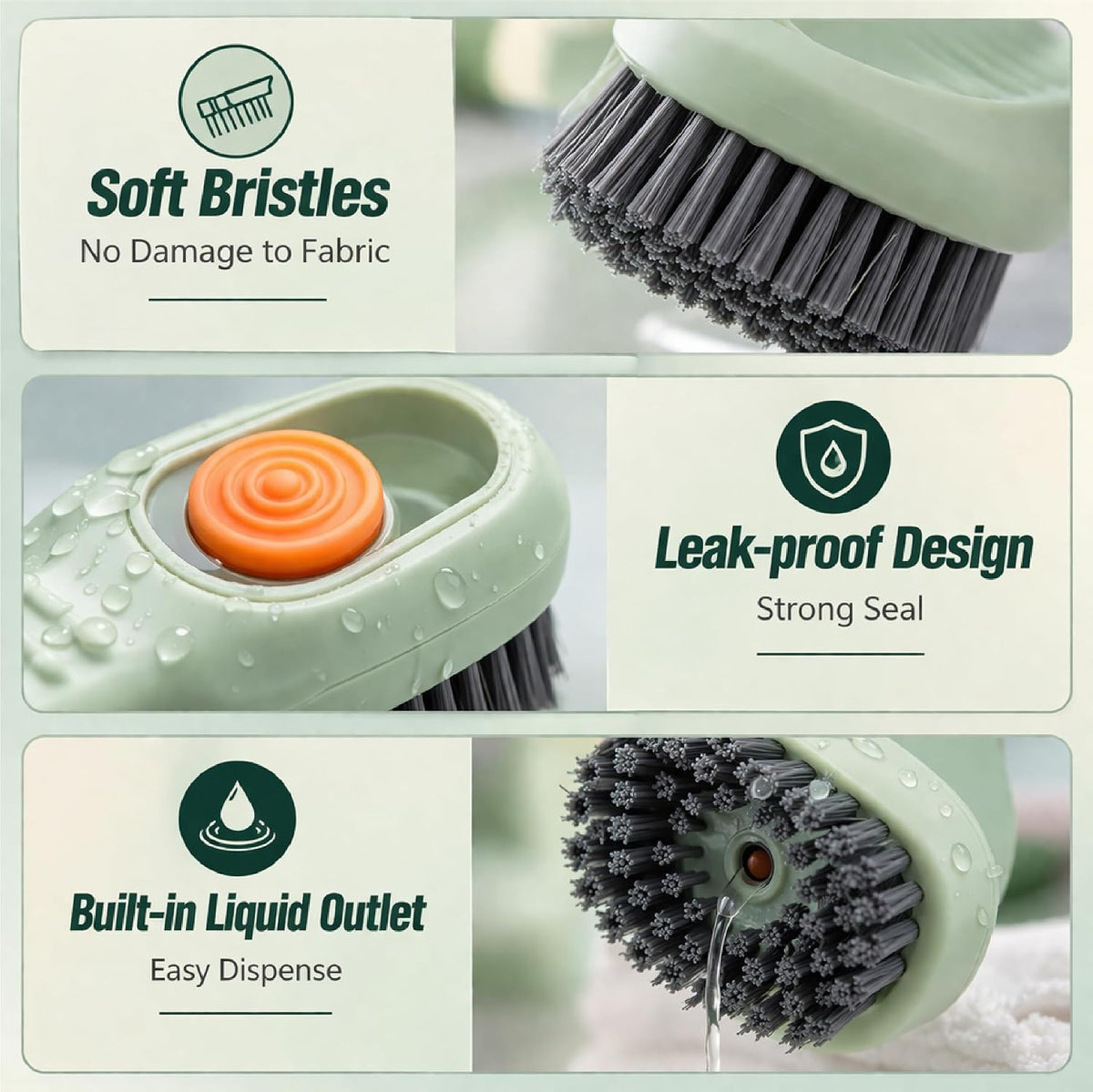 MIKANIX Shoe Cleaning Brush with Built-in Refillable Liquid Soap Dispenser | Non-Slip Handle | Durable Bristles for Effortless Cleaning of Footwear, Floors & Ba