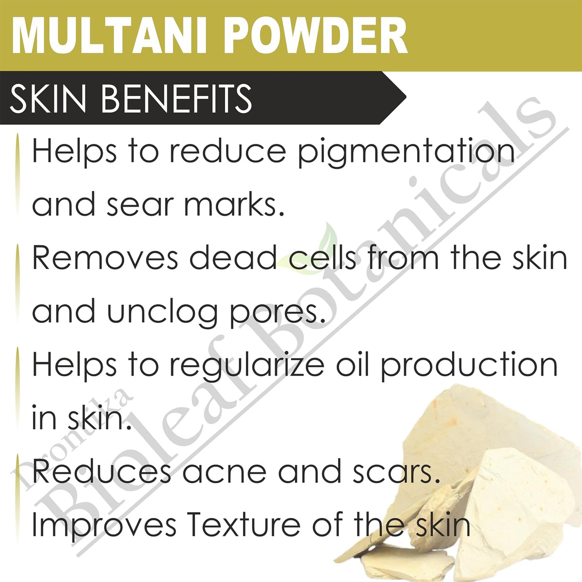 Bioleaf Botanicals Multani Mitti (Fuller’s Earth) | 100% Pure & Natural | For Deep Cleansing, Oil Control & Glowing Skin | Ideal for Face Packs & Acne Care | Ch