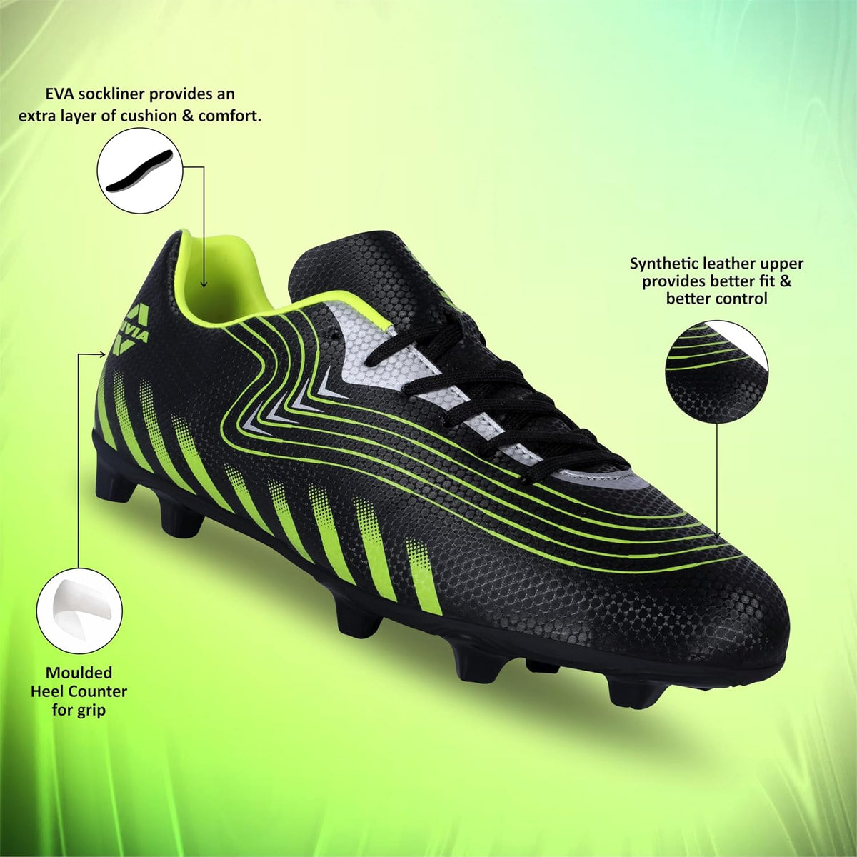 Nivia Kinatic Football Stud Shoe Foe Men/Sports and Soccer Shoe/Comfortable and Lightweight 11 UK