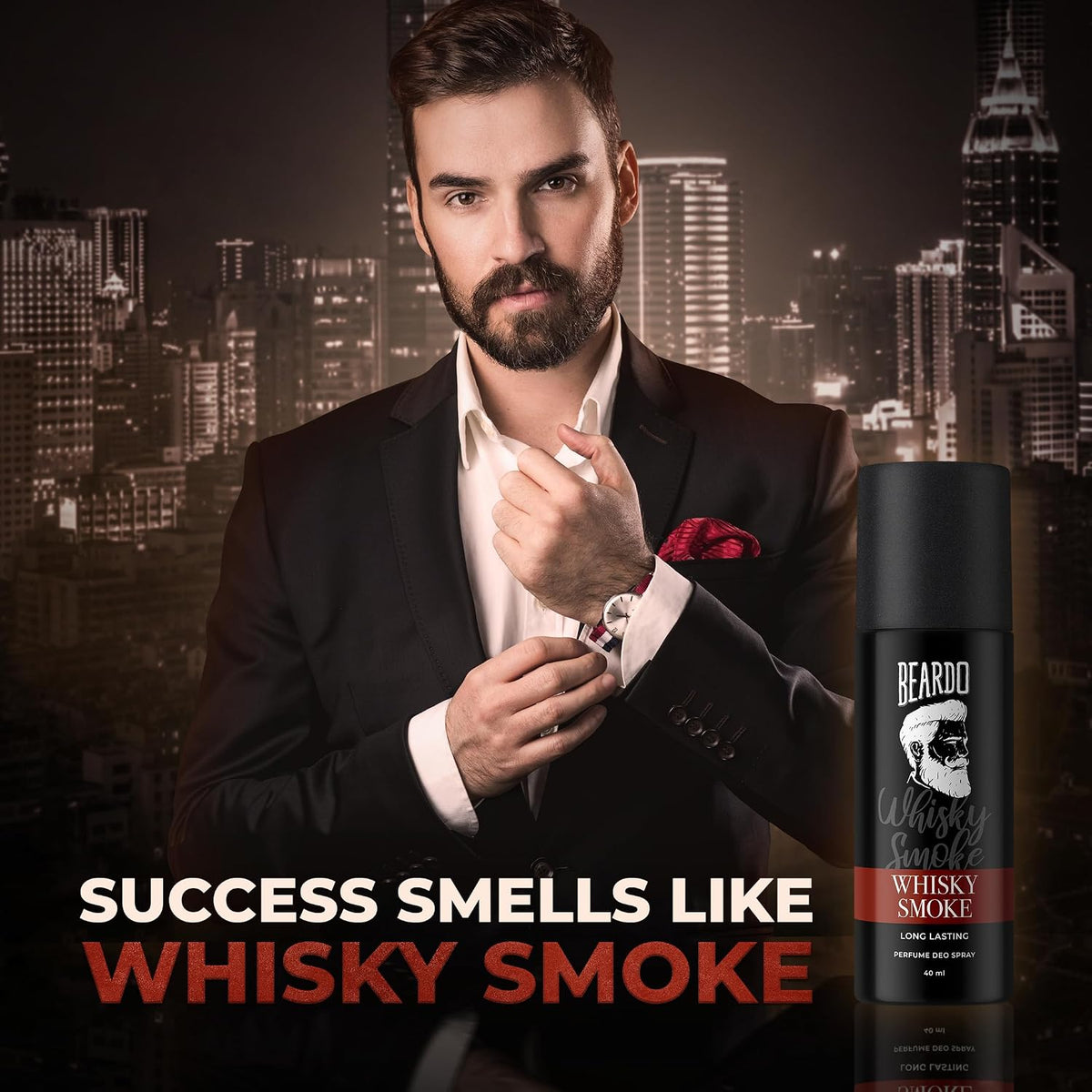 Beardo Whisky Smoke Perfume Body Spray for Men 40ml | Spicy, Woody Oudh Deo for Men Long Lasting |Date night Deodorant for Men | Fresh Scent | Gift for men | Ch
