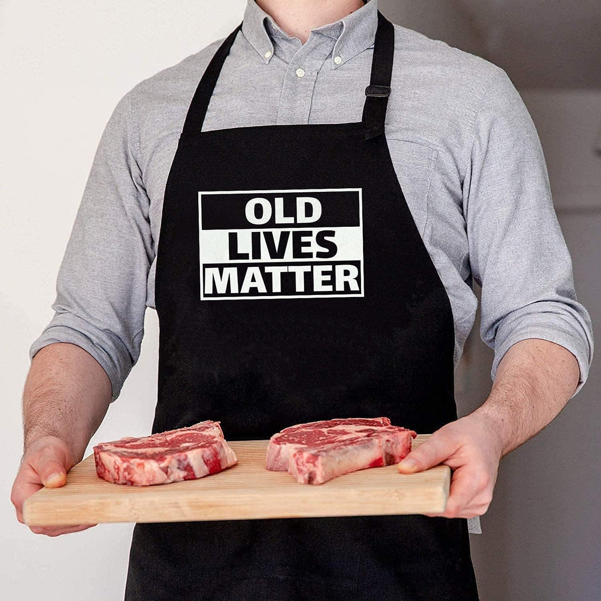 APRONPANDA Old Lives Matter Kitchen Aprons - Funny Christmas Gifts Birthday or Retirement Gifts for Mom, Dad, Grandad, Grandma - 50th 60th 70th Birthday Gifts f