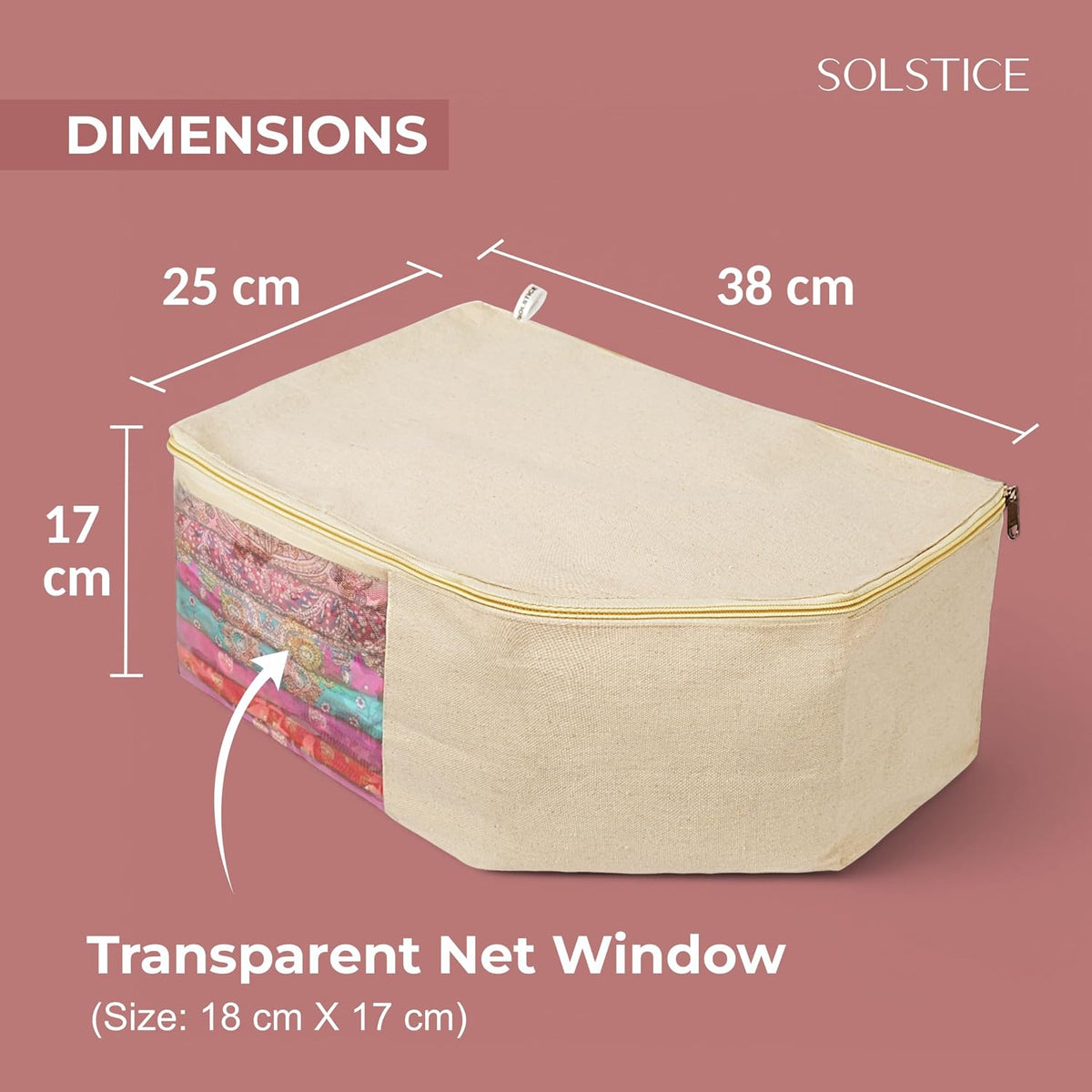 SOLSTICE Cotton Canvas Blouse Organizer for Wardrobe – Pack of 3 | Blouse Covers for Storage | 38x25x17 cm