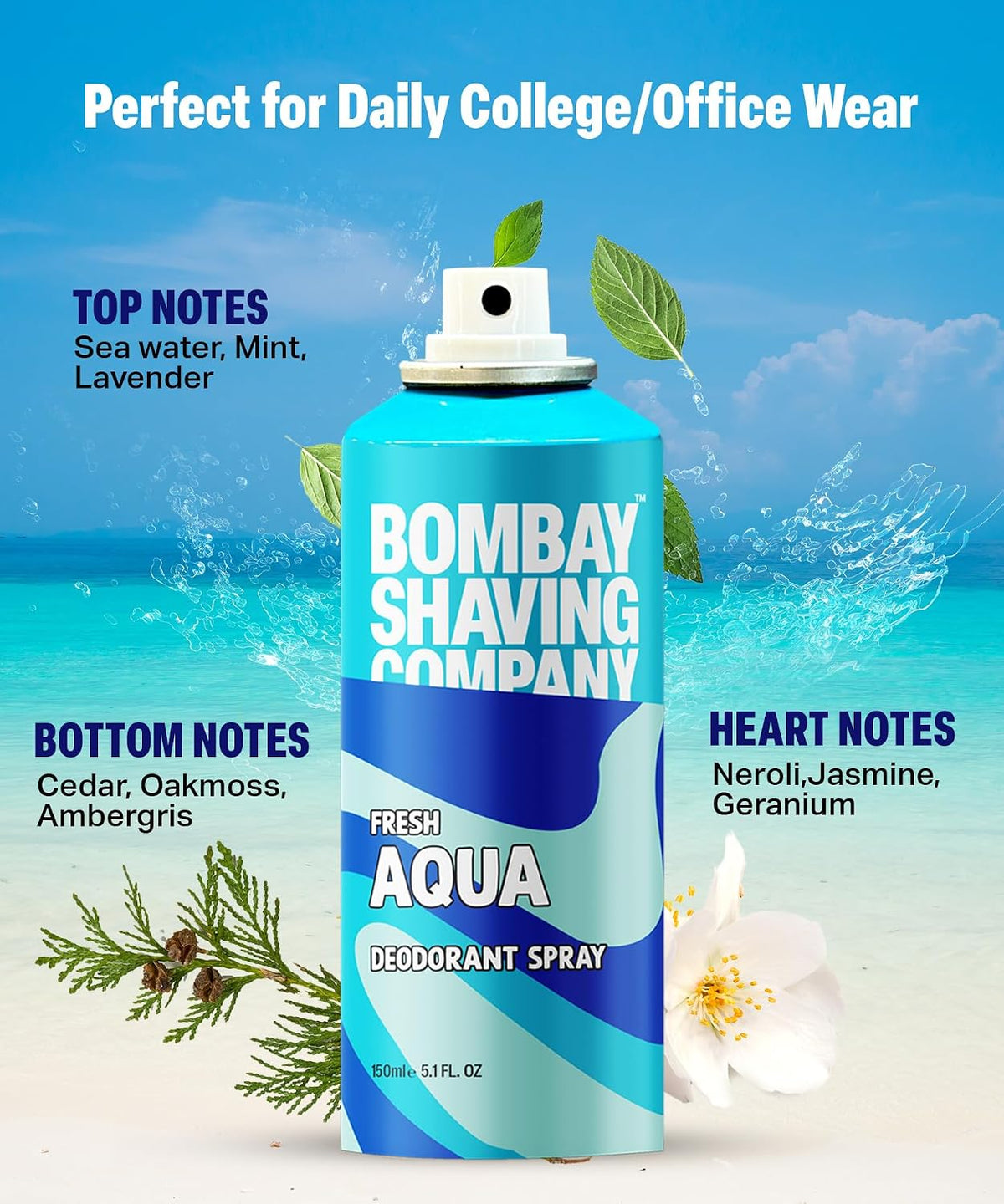 Bombay Shaving Company Deodorant Aerosol Combo - Aqua & Musk - 150Ml X 2 |Deodorant For Men Long Lasting| 300 ML (Lemon)