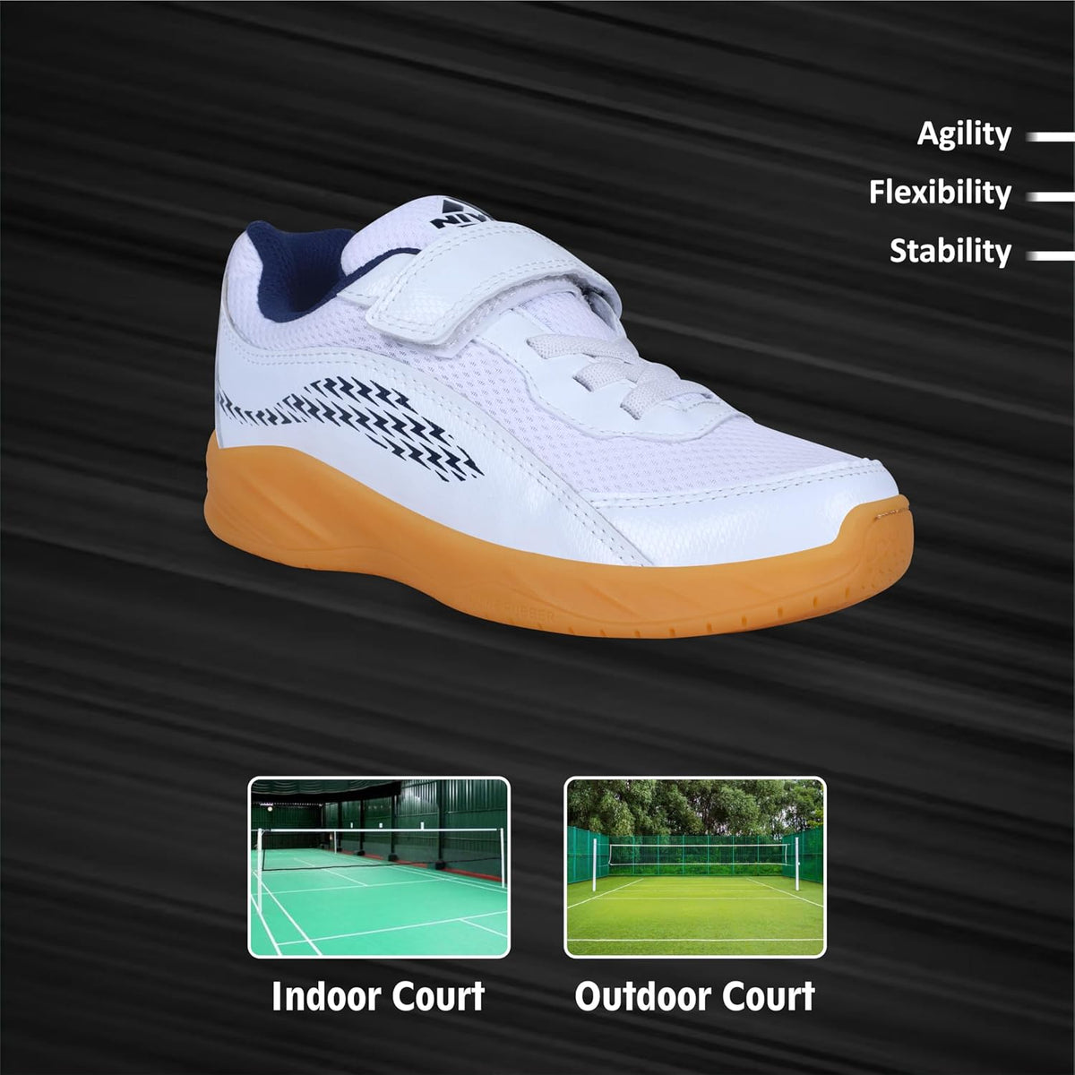 Nivia Flash Badminton Shoes for Kids 13 Kids UK White Blue