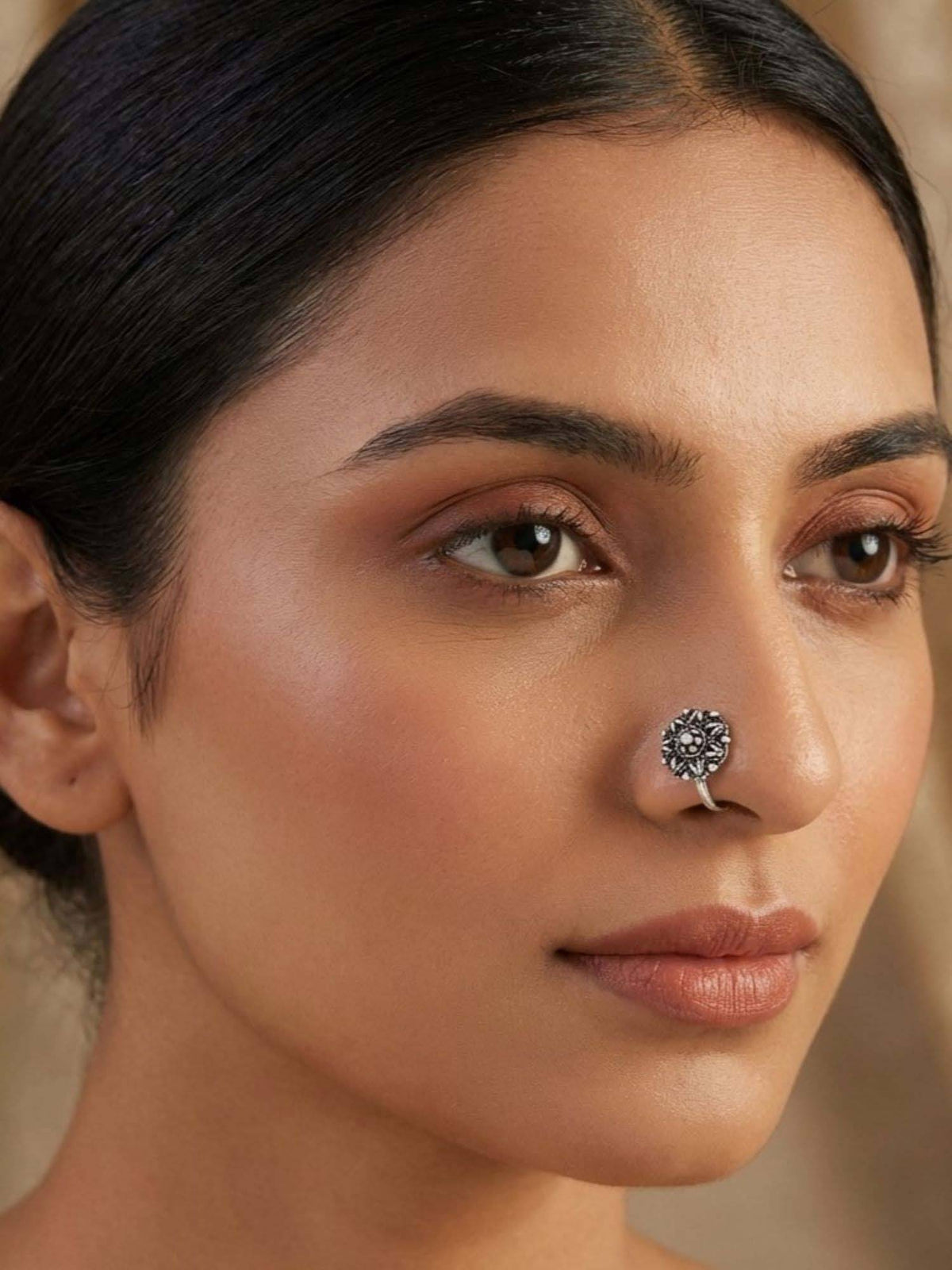 925 SILLER Oxidised Rhodium Plating Silver Nosepin (Onesize)