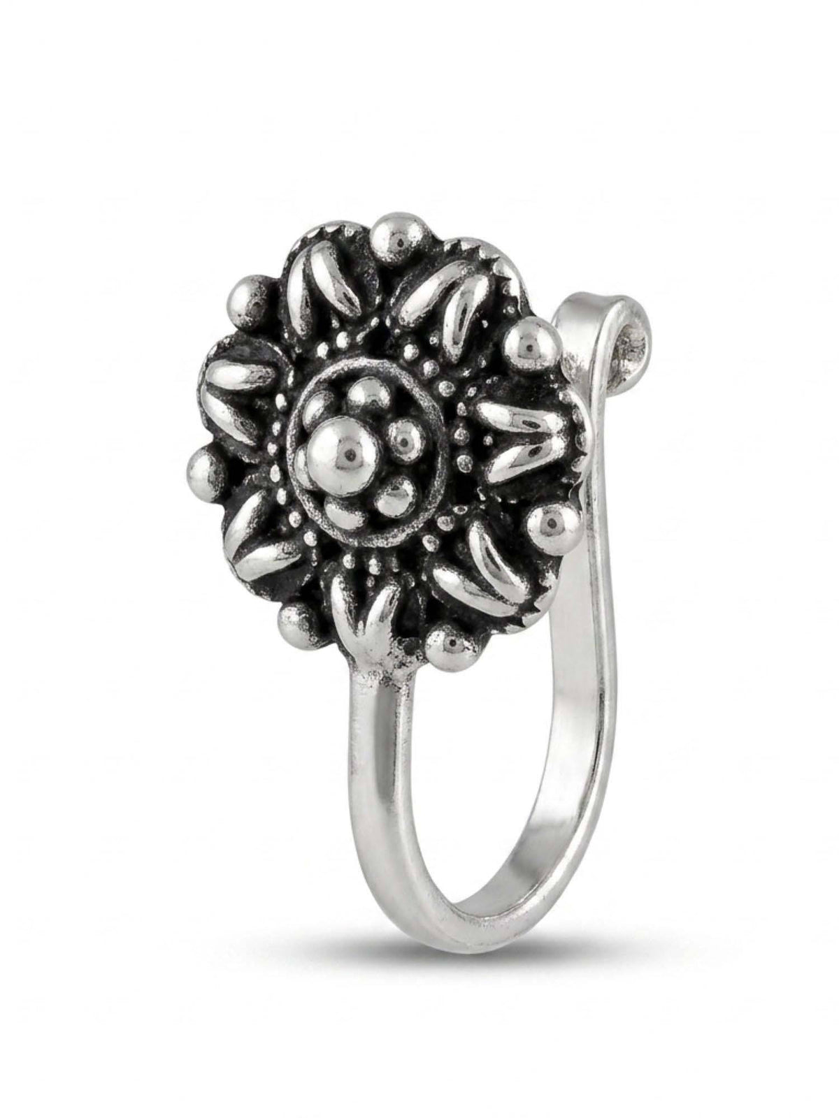 925 SILLER Oxidised Rhodium Plating Silver Nosepin (Onesize)
