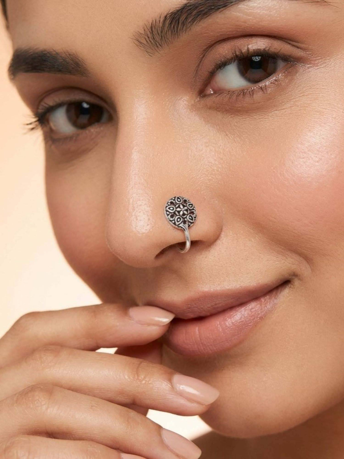 925 SILLER Oxidised Rhodium Plating Silver Nosepin (Onesize)