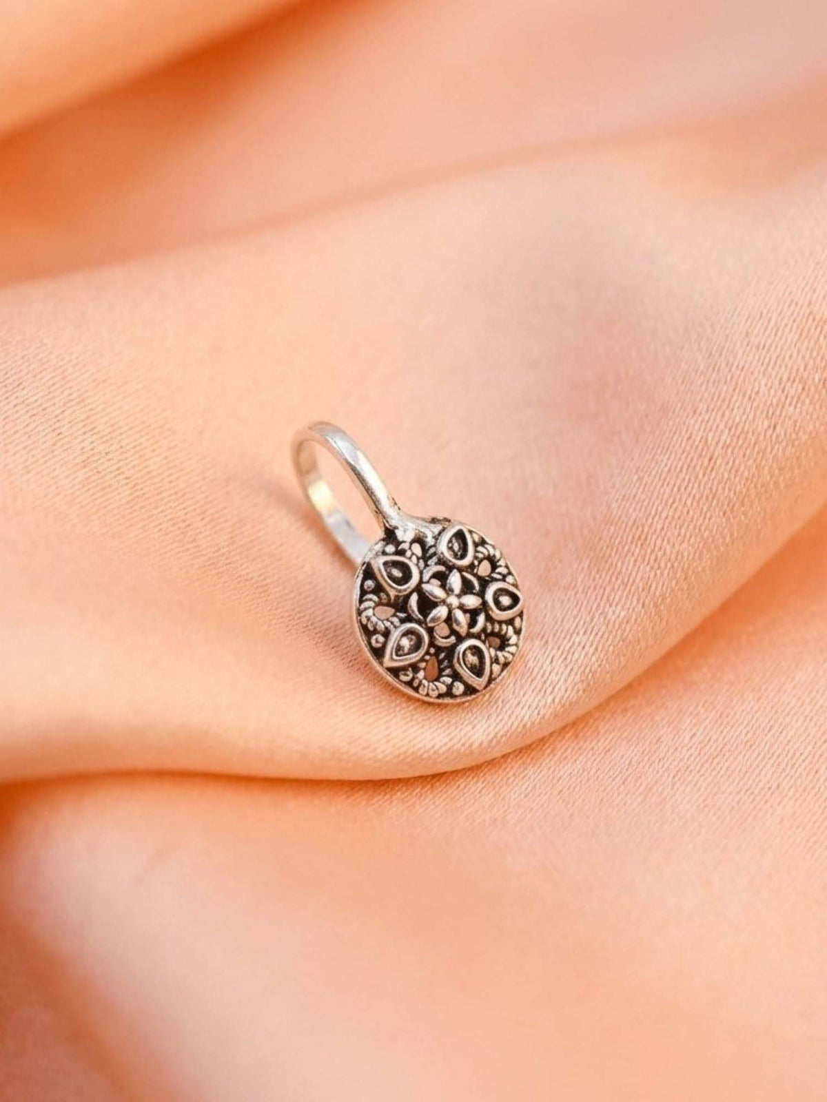 925 SILLER Oxidised Rhodium Plating Silver Nosepin (Onesize)