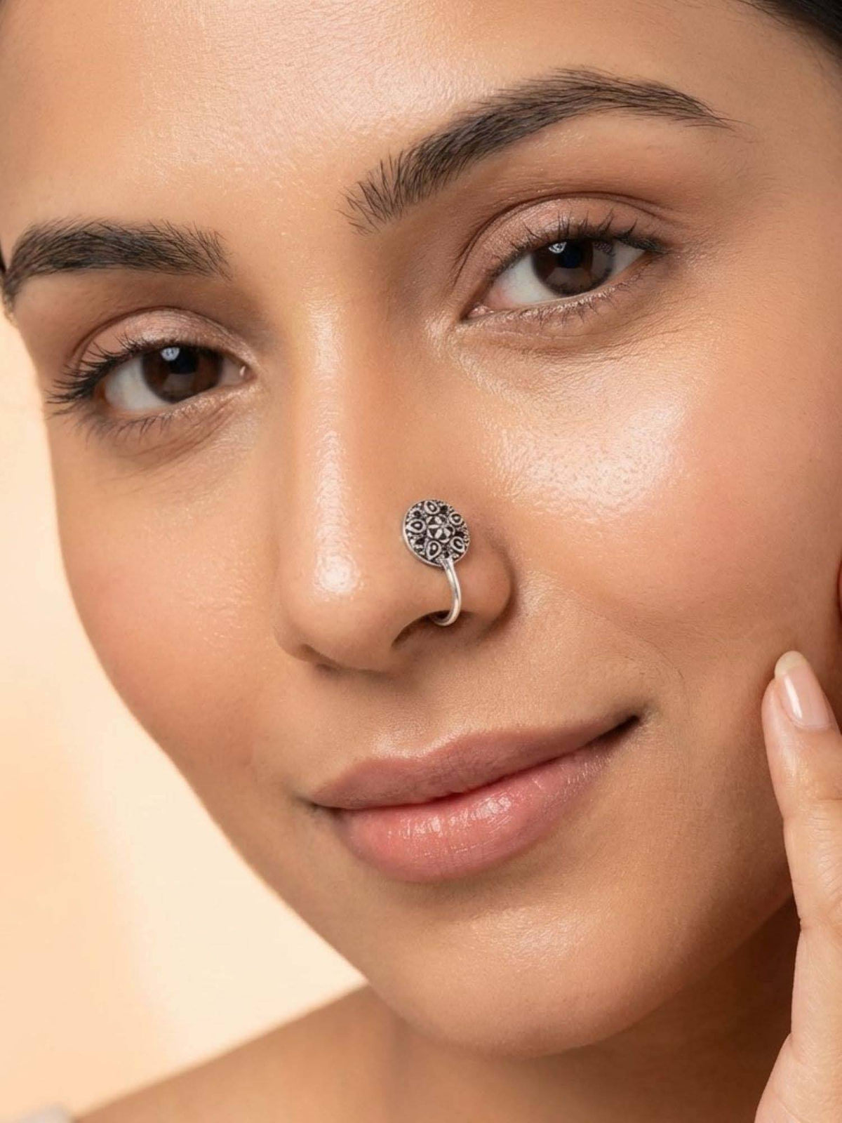 925 SILLER Oxidised Rhodium Plating Silver Nosepin (Onesize)