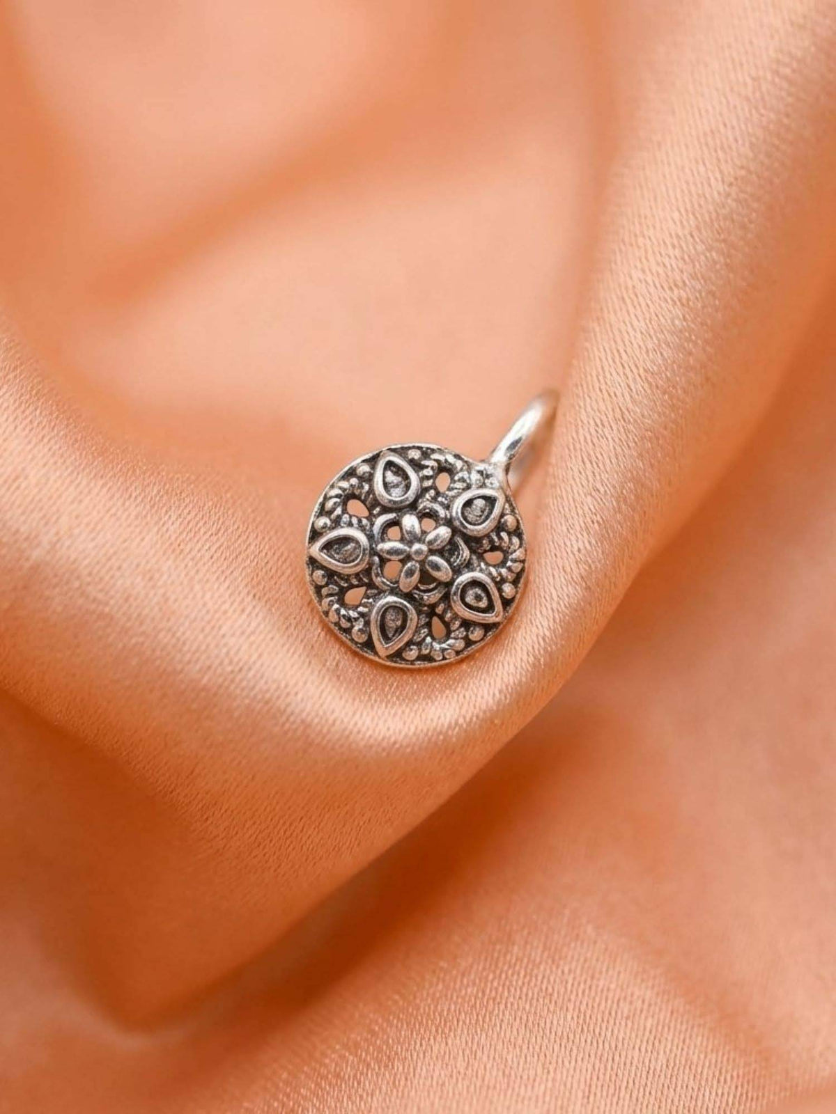 925 SILLER Oxidised Rhodium Plating Silver Nosepin (Onesize)