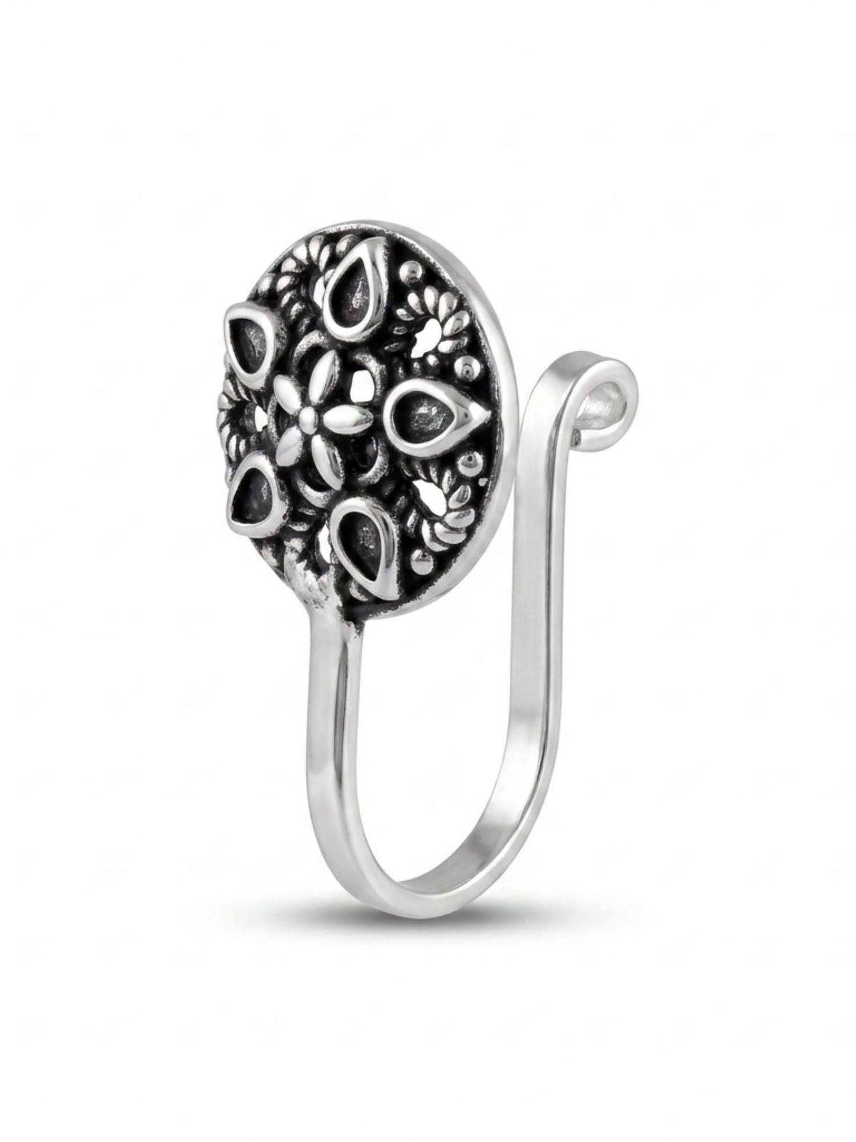 925 SILLER Oxidised Rhodium Plating Silver Nosepin (Onesize)