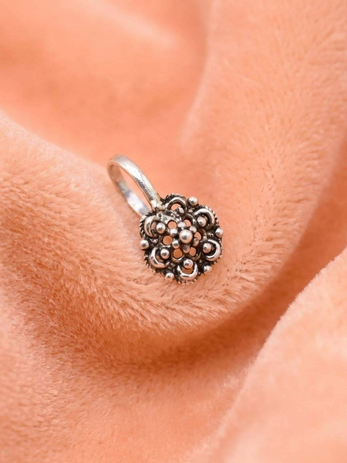 925 SILLER Oxidised Rhodium Plating Silver Nosepin (Onesize)