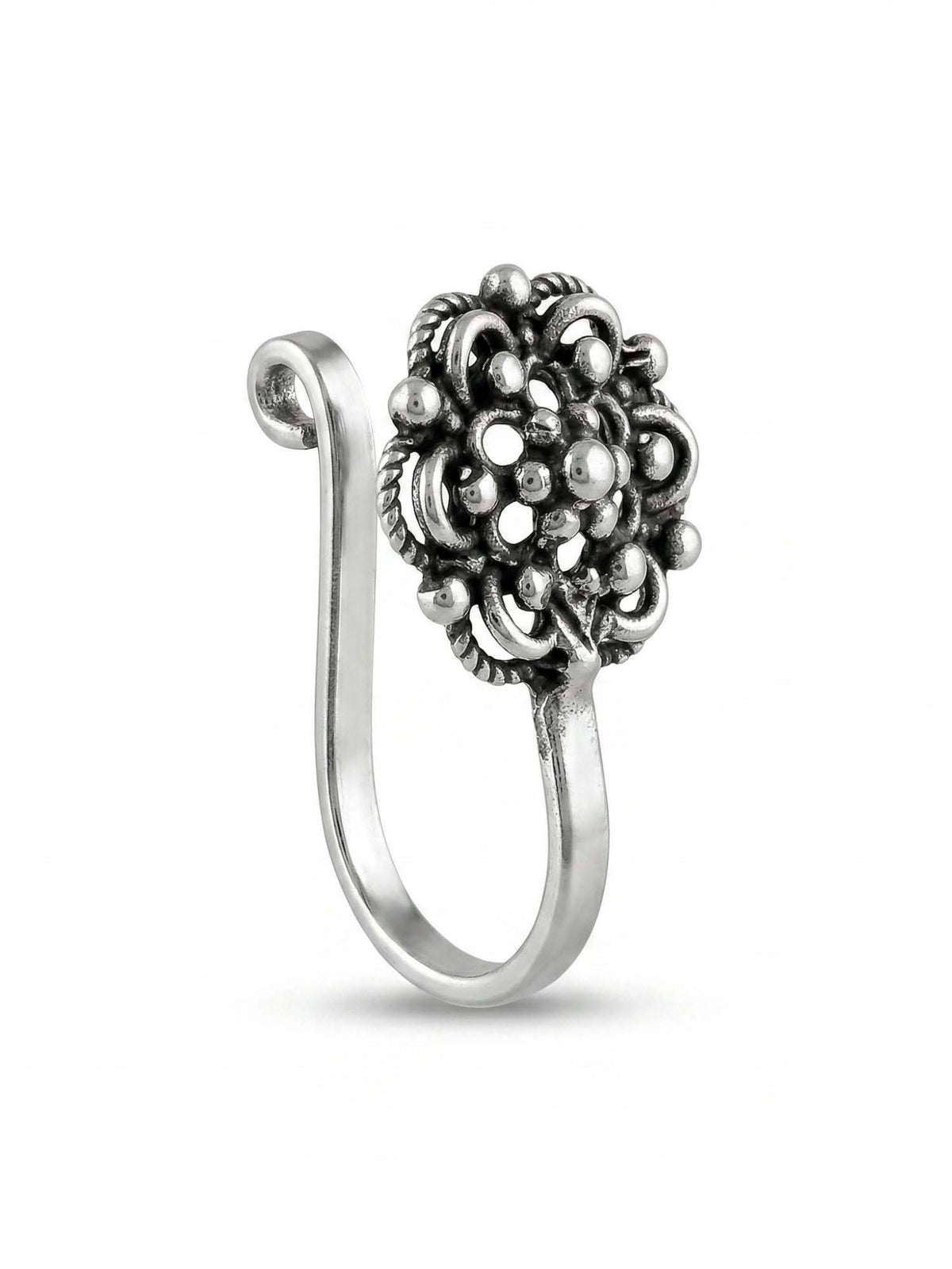 925 SILLER Oxidised Rhodium Plating Silver Nosepin (Onesize)