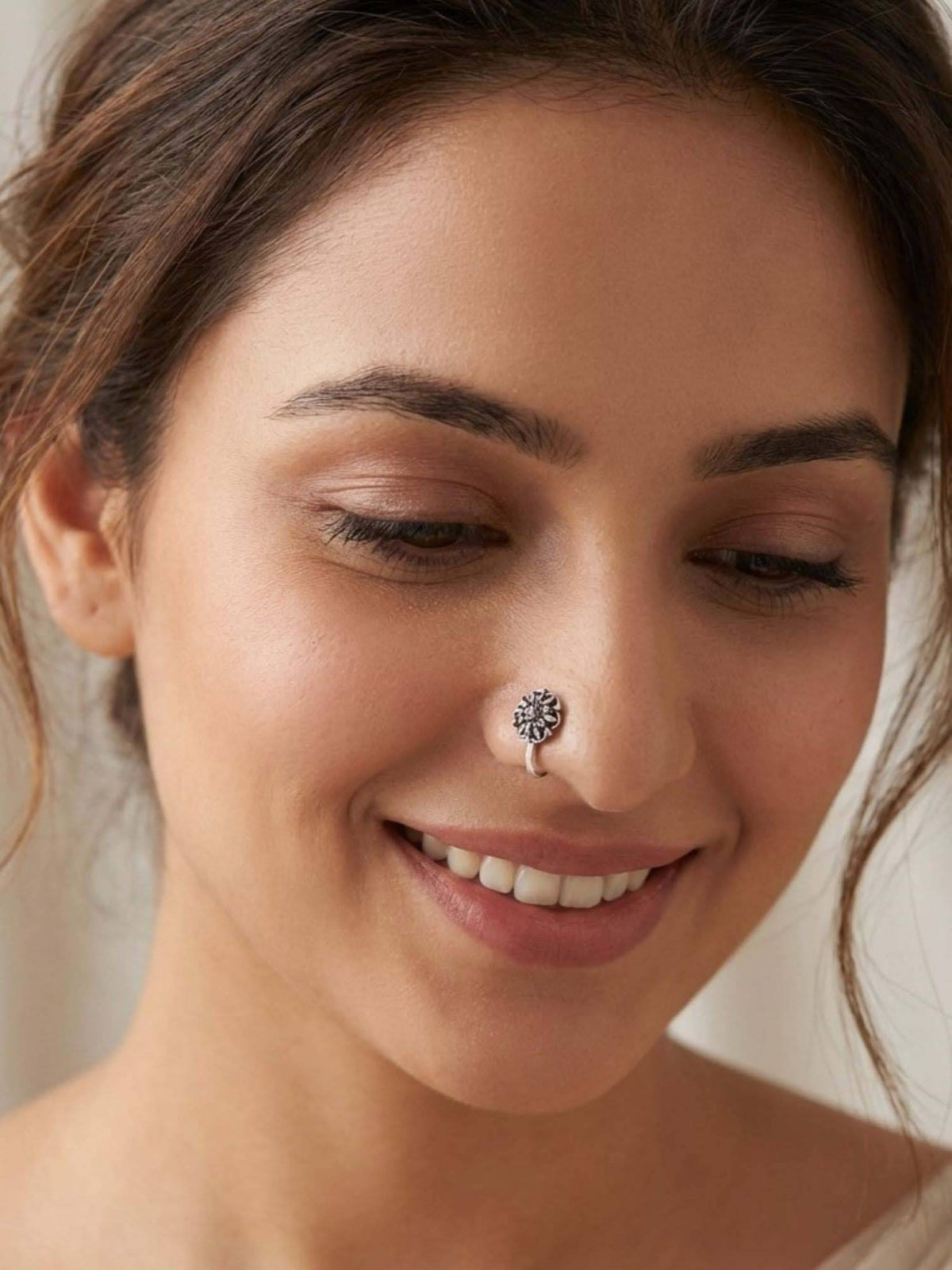 925 SILLER Oxidised Rhodium Plating Silver Nosepin (Onesize)