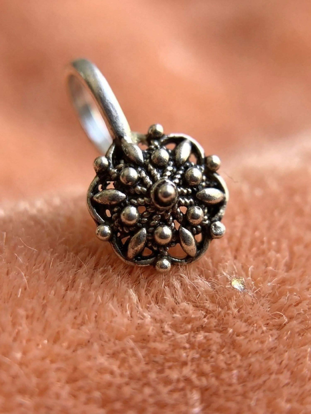 925 SILLER Oxidised Rhodium Plating Silver Nosepin (Onesize)