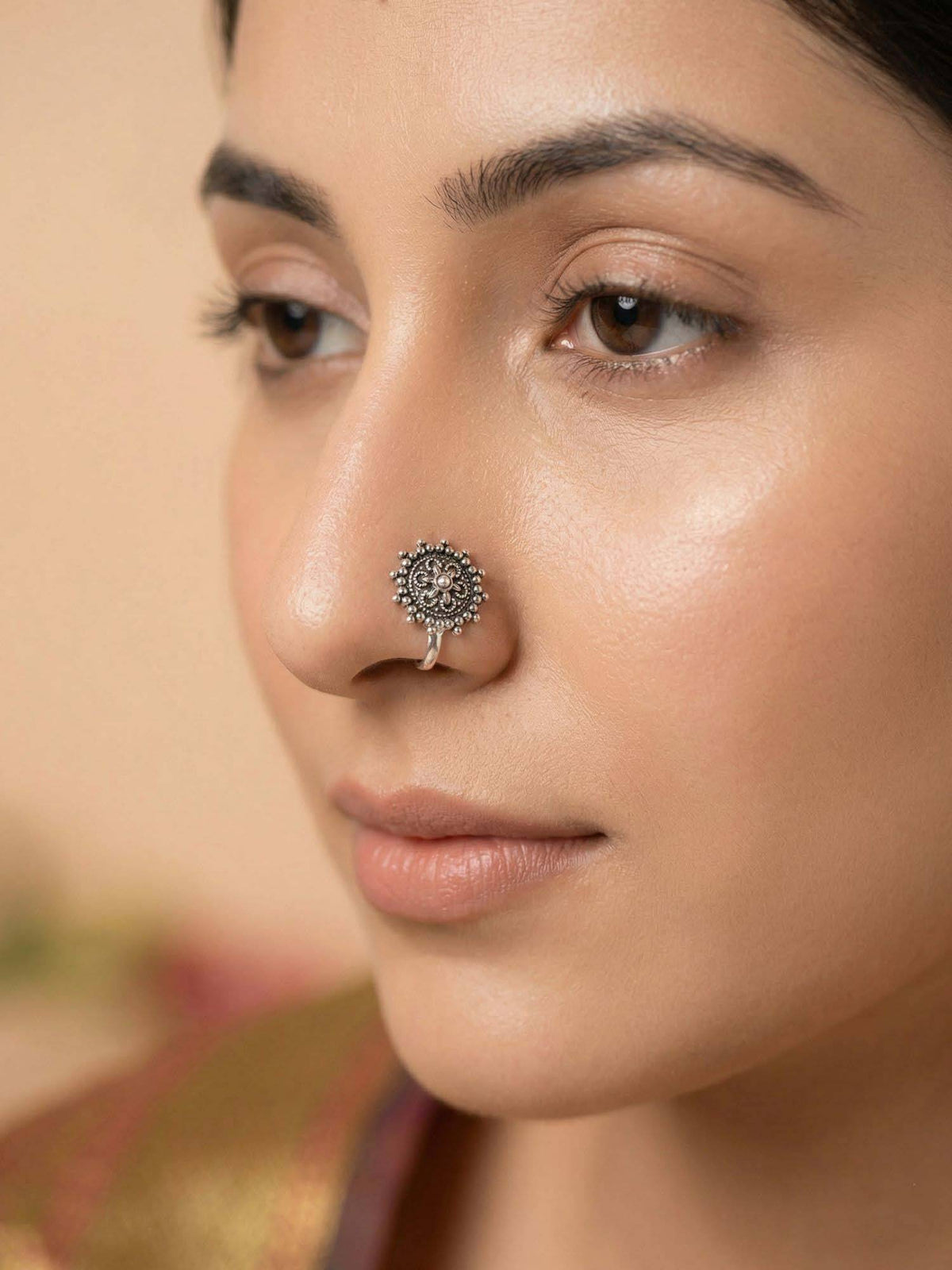 925 SILLER Oxidised Rhodium Plating Silver Nosepin (Onesize)