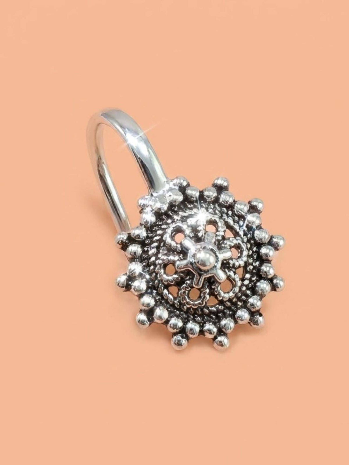 925 SILLER Oxidised Rhodium Plating Silver Nosepin (Onesize)