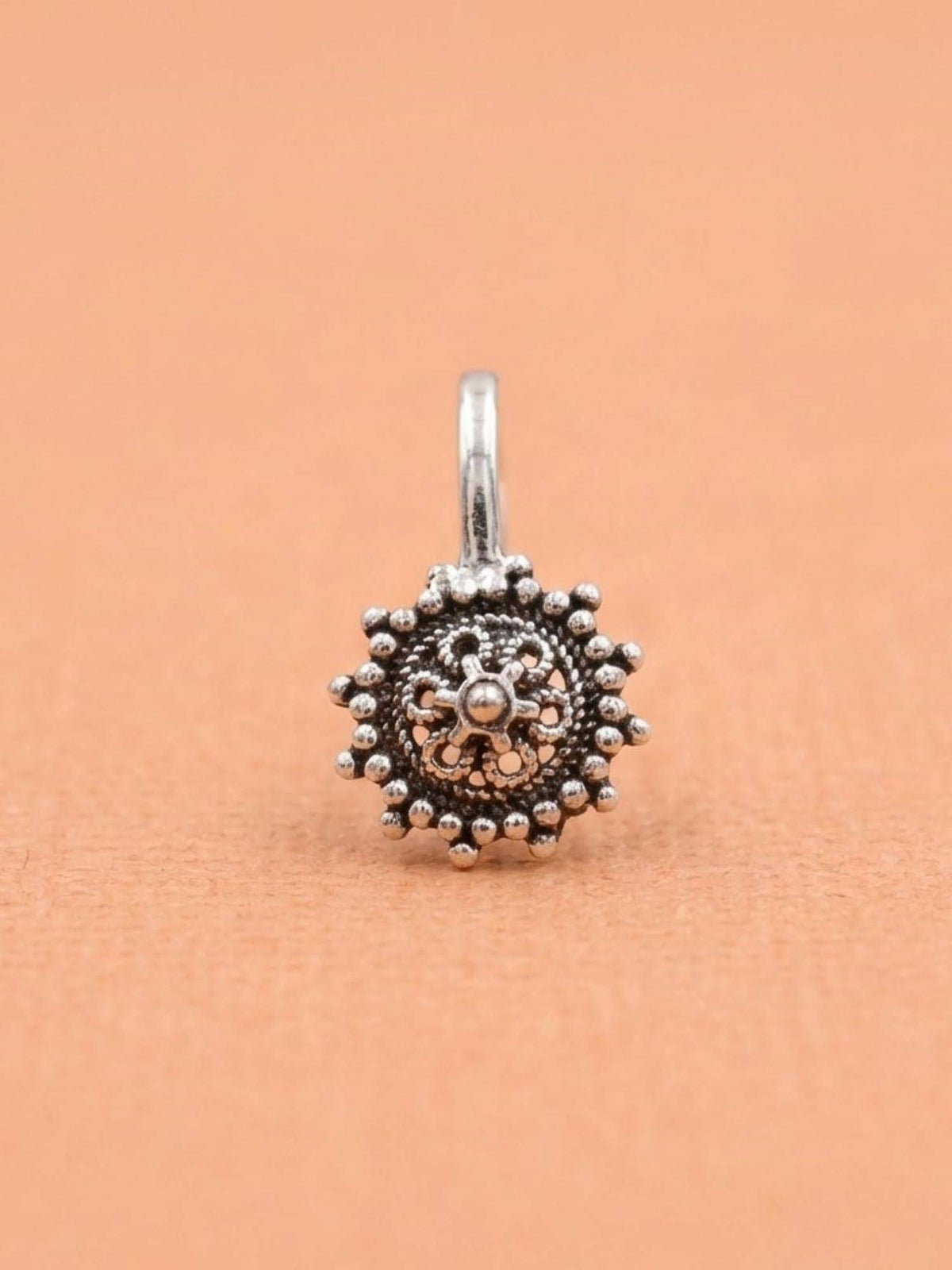 925 SILLER Oxidised Rhodium Plating Silver Nosepin (Onesize)