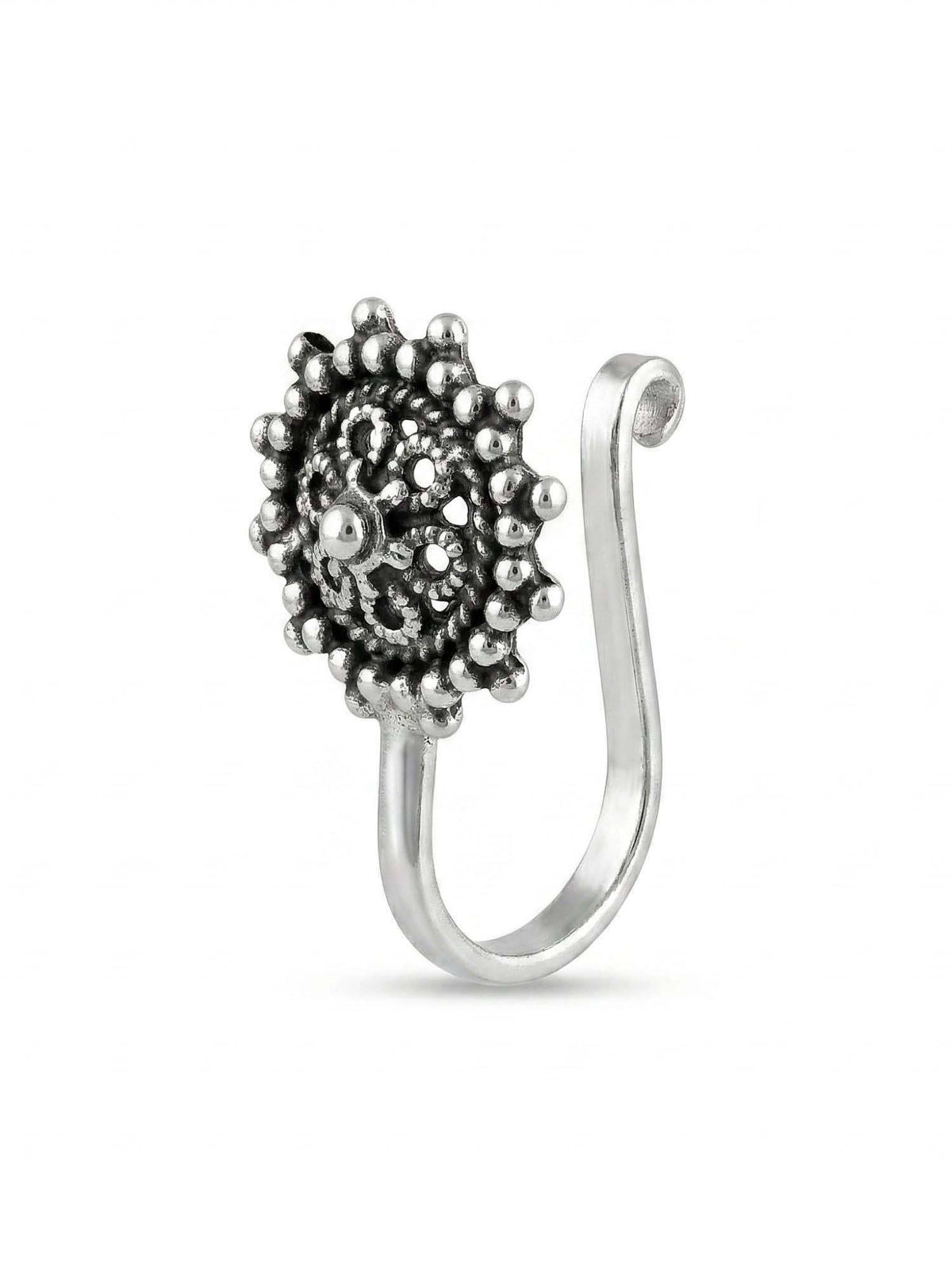 925 SILLER Oxidised Rhodium Plating Silver Nosepin (Onesize)