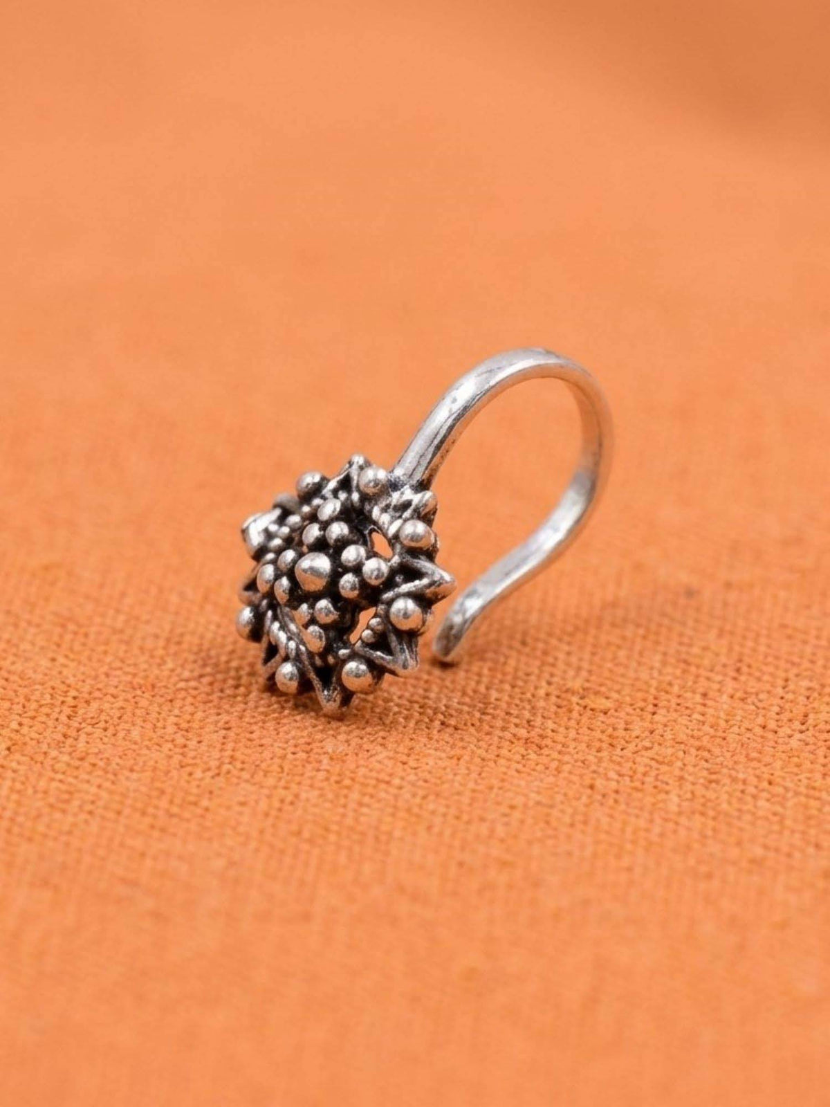 925 SILLER Oxidised Rhodium Plating Silver Nosepin (Onesize)