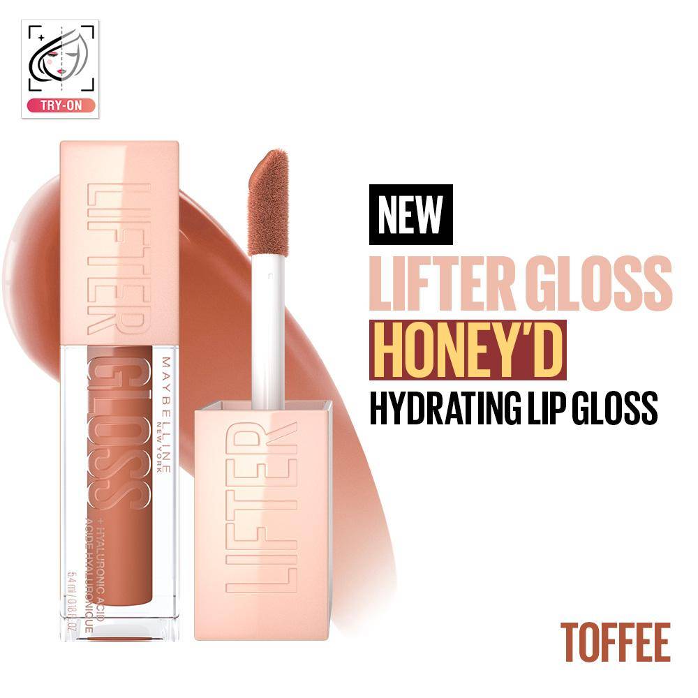 Maybelline New York Lifter Gloss Hydrating Honey'D Lip Gloss - Toffee (5.4ml)