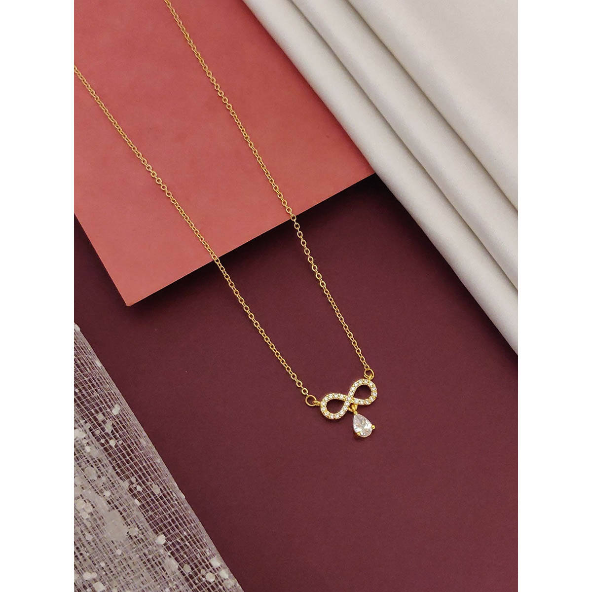 Abdesigns Unique Gold Plated American Diamond Necklace · One Size