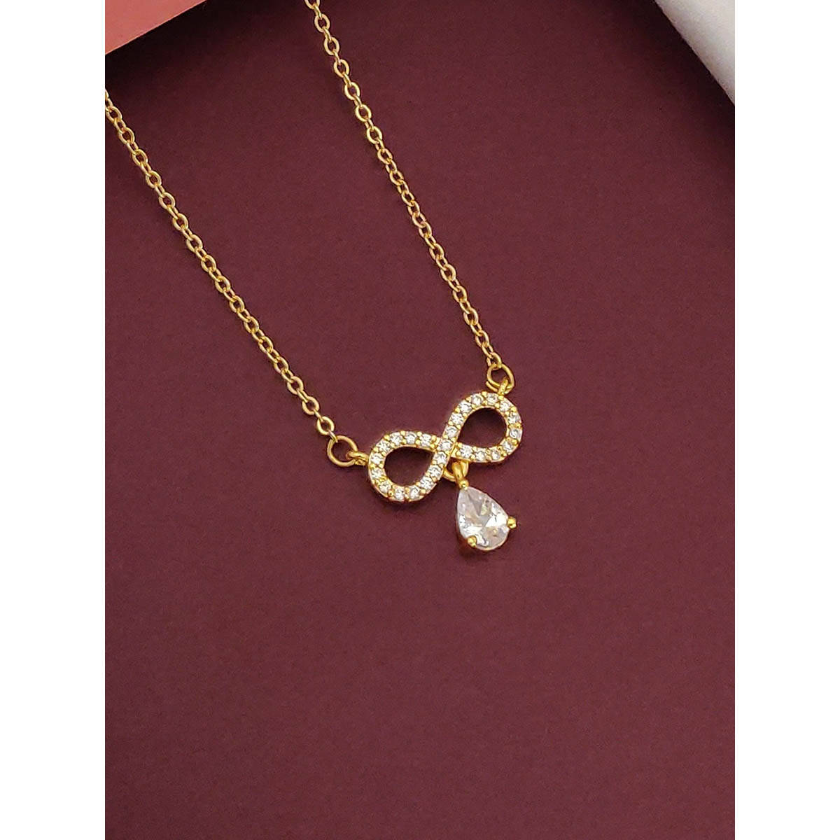 Abdesigns Unique Gold Plated American Diamond Necklace